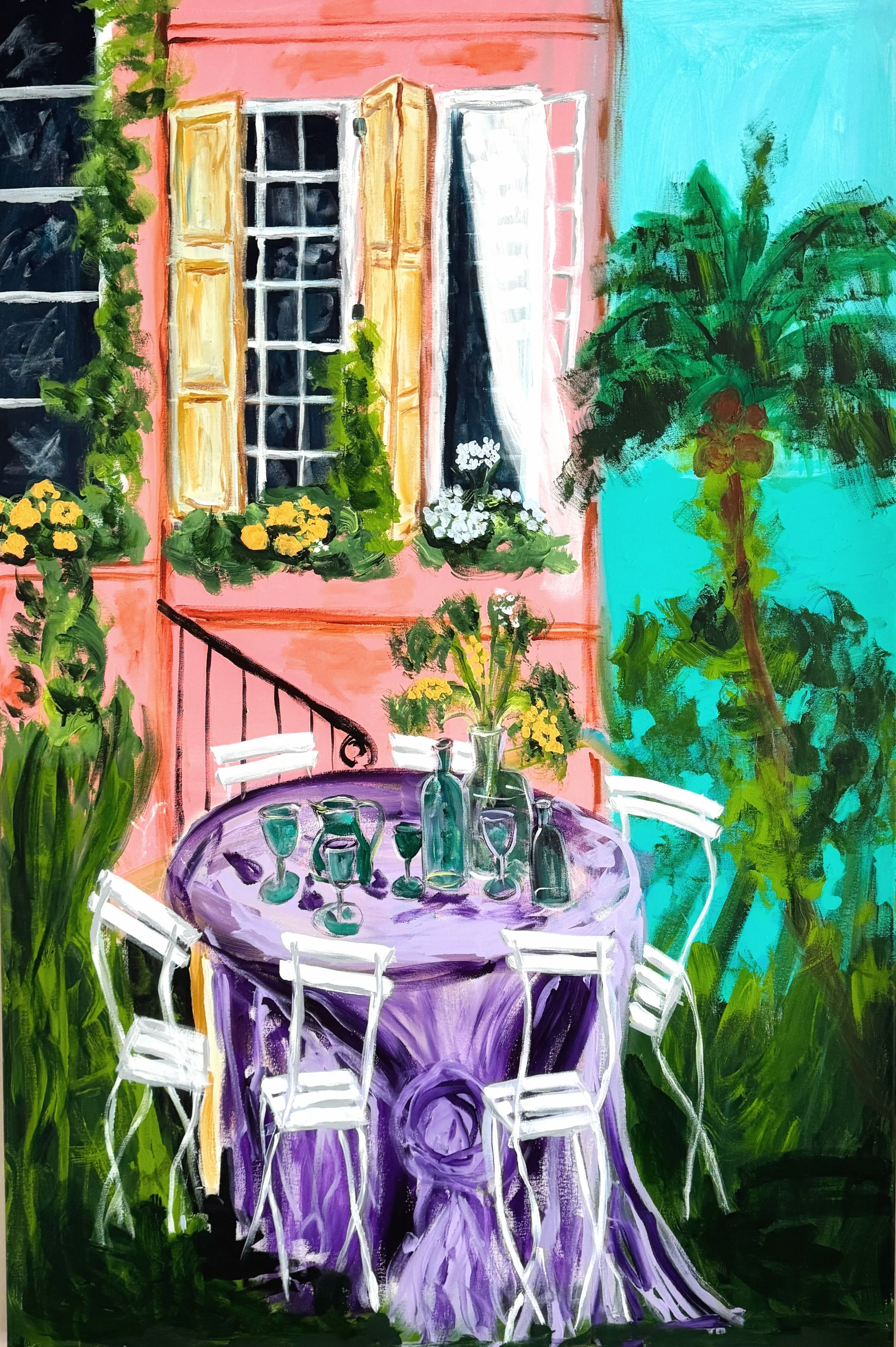  La Maison d'amitie. 2026. Akryyli kanvakselle. Koko 150 cm (korkeus) x 100 cm (leveys) x 4 cm (syvyys). Sivut maalattu.
1800 € sis.alv