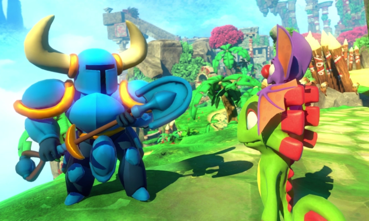  Shovel Knight appears as a rare 3D rendition NPC in Yooka-Laylee. 