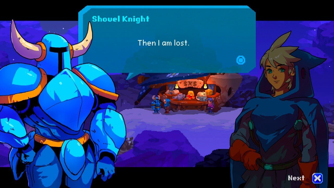  Shovel Knight as he appears in Aegis Defenders. 