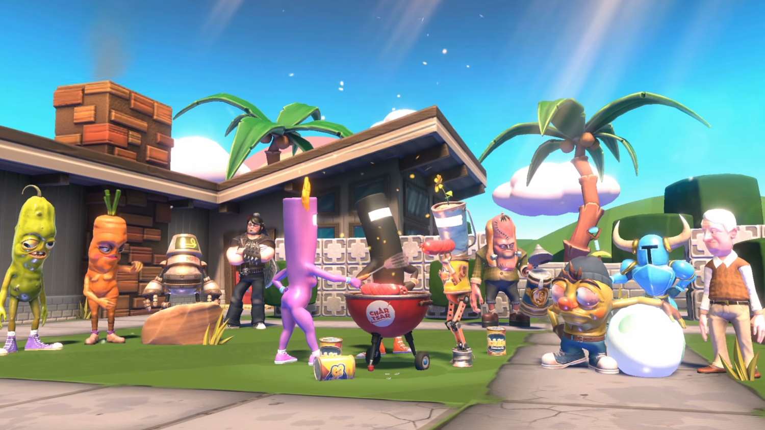  Shovel Knight (playable) joining a BBQ with the Runner3 crew. 