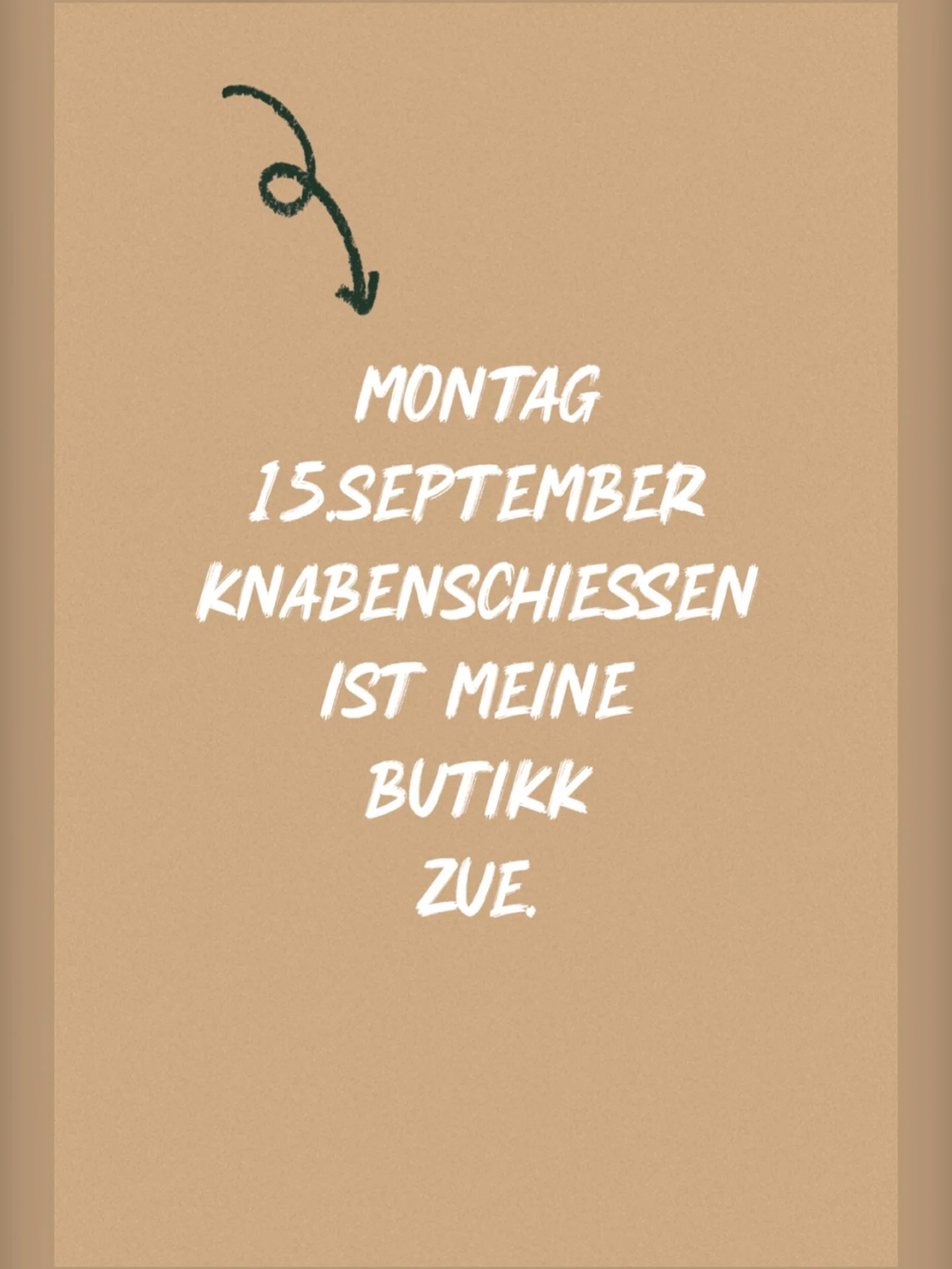 Am Knabenschiessen, habe ich geschlossen.

#knabenschiessen 
#geschlossen 
#z&uuml;richnord