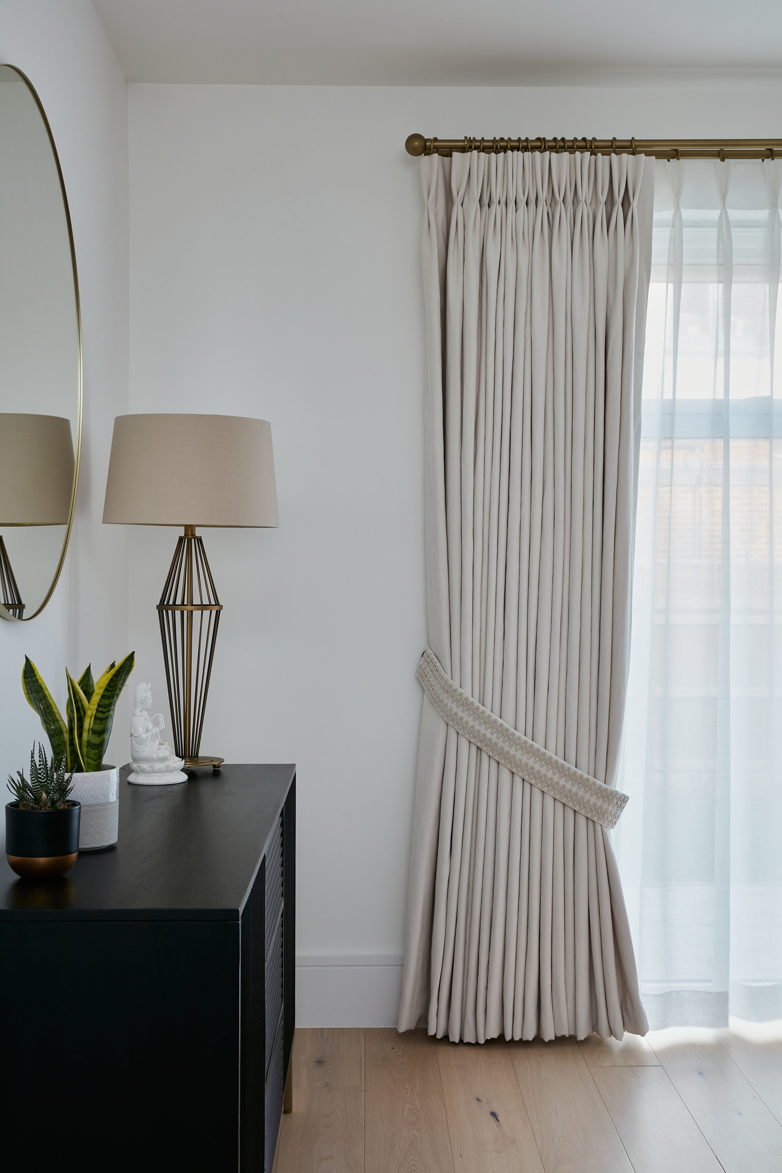Curtain with custom tieback