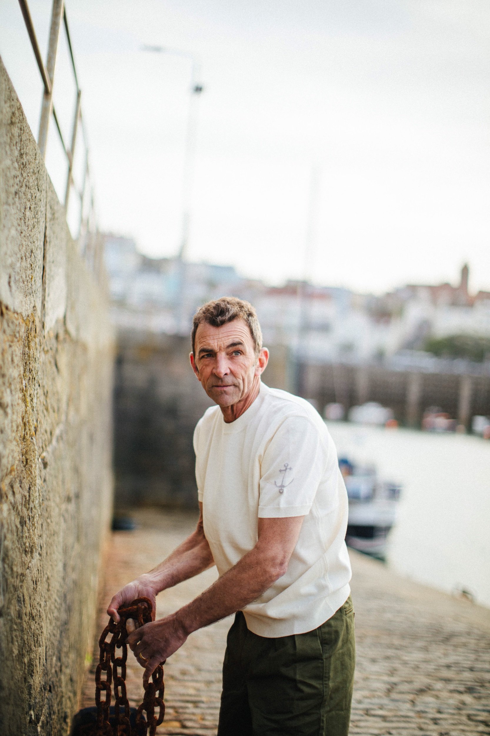 Guernsey Woollens photography fishing model 