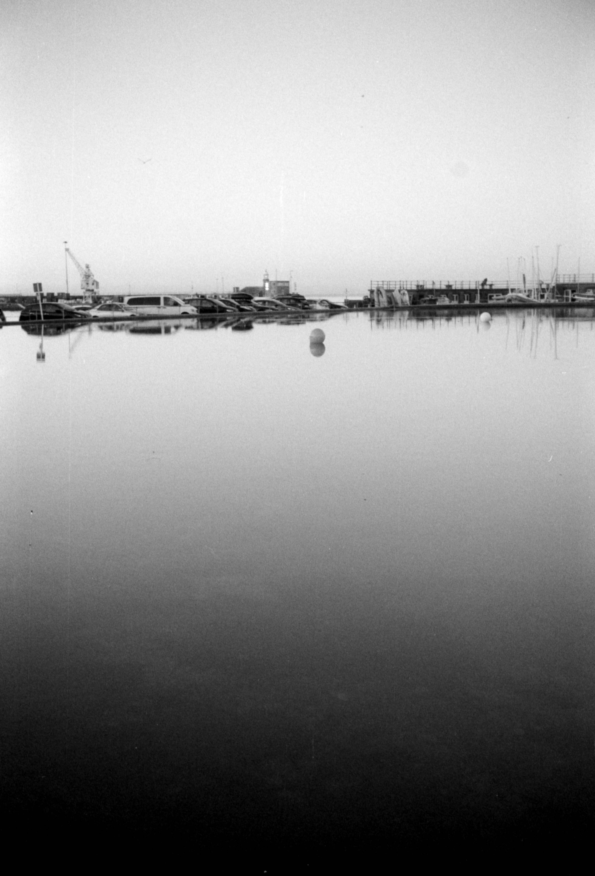 Rollei 35 film camera guernsey analog black and white boats harbour port 