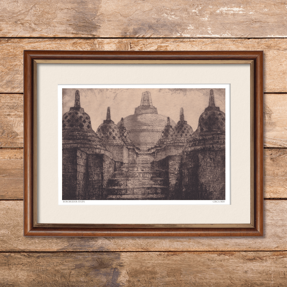 Borobudur Stupa Circa 1920 ~ Framed — Old East Indies ~ Heritage Art  Collection Vintage Images of Singapore and Jakarta