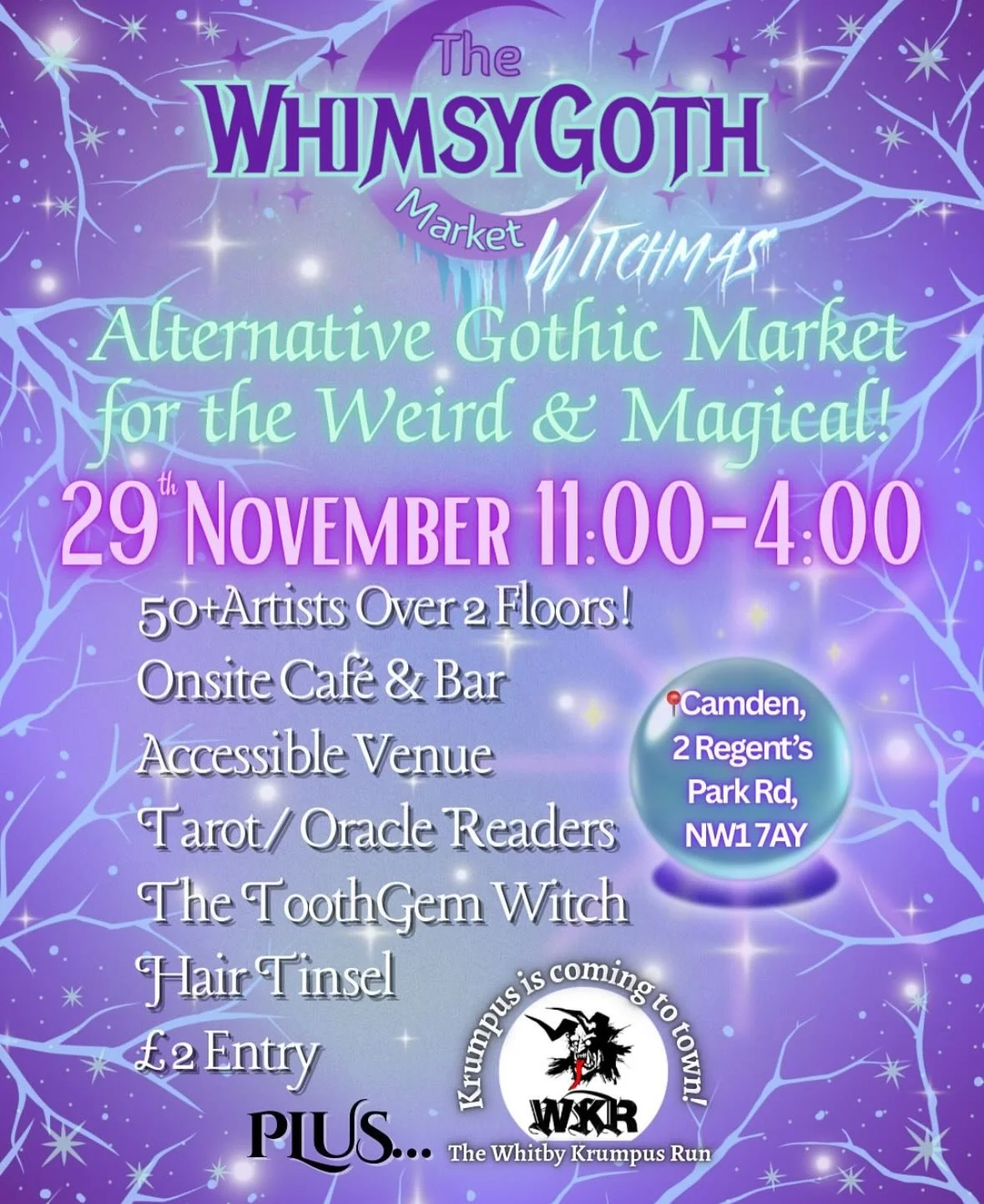 Come visit me at @thewhimsygothmarket in Camden on Saturday 29th Nov. This will be the only market I&rsquo;m doing this year! I&rsquo;m so happy to be back here. I will also have a hand full of my Christmas Santa sacks too! &lsquo;𝒲𝒾𝓉𝒸𝒽𝓂𝒶𝓈&rs