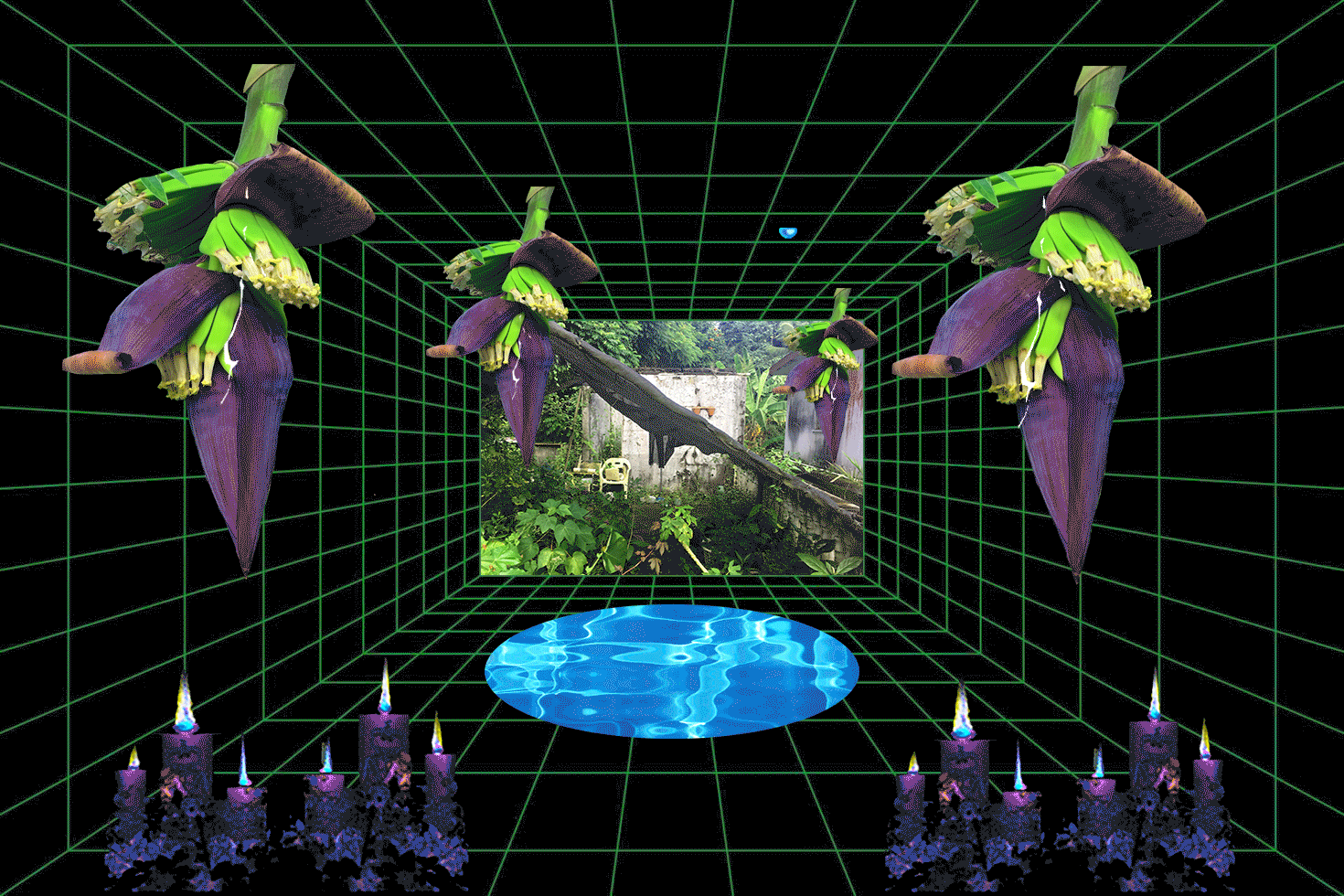 Plátano Ancestors Room #2  (2023). Photo and video collage animation. Shey Rivera Ríos. 