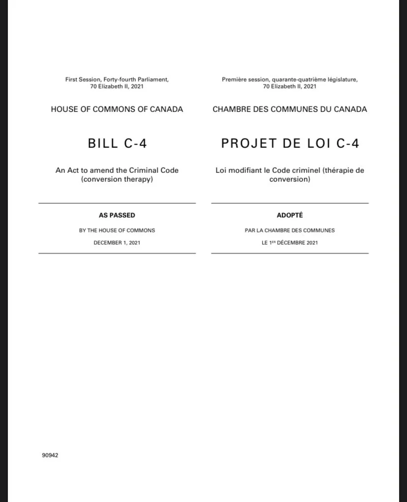 Canada Makes Conversion Therapy Illegal (Document Provided)