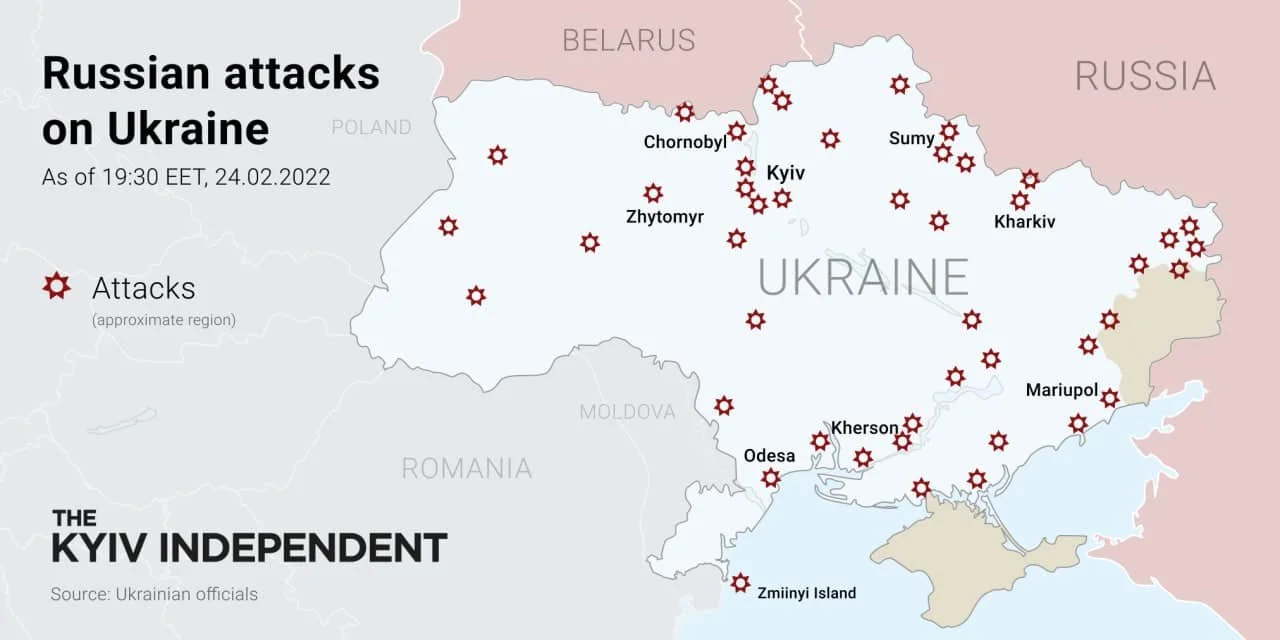 Russian Attacks Map on Ukraine