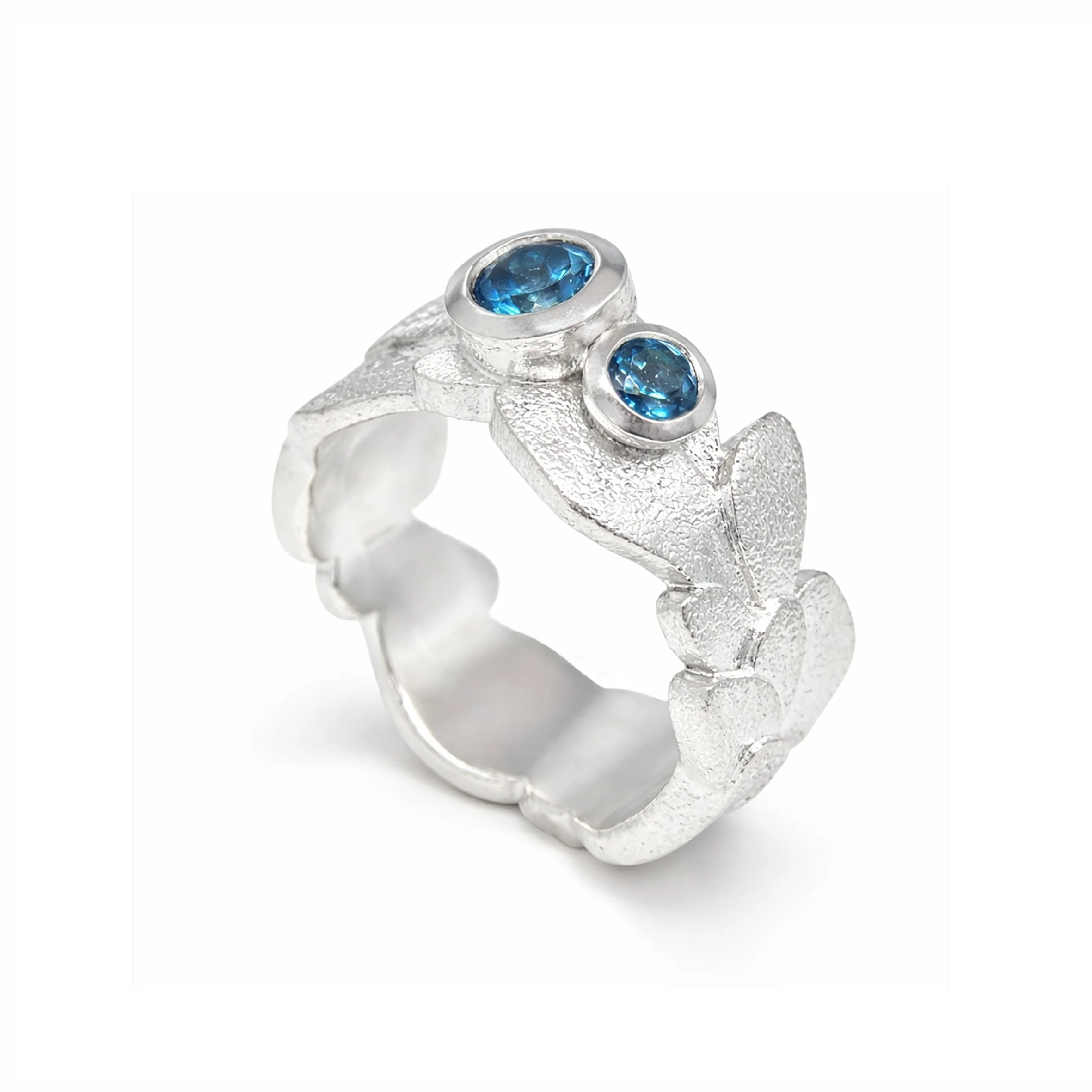 London Blue Topaz double cluster 10mm Kimana Wing Ring