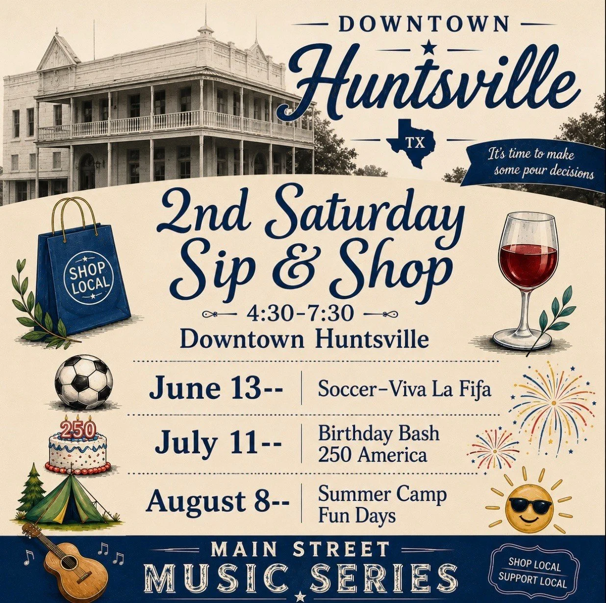2nd Saturday Sip &amp; Shop--America's 250 Birthday