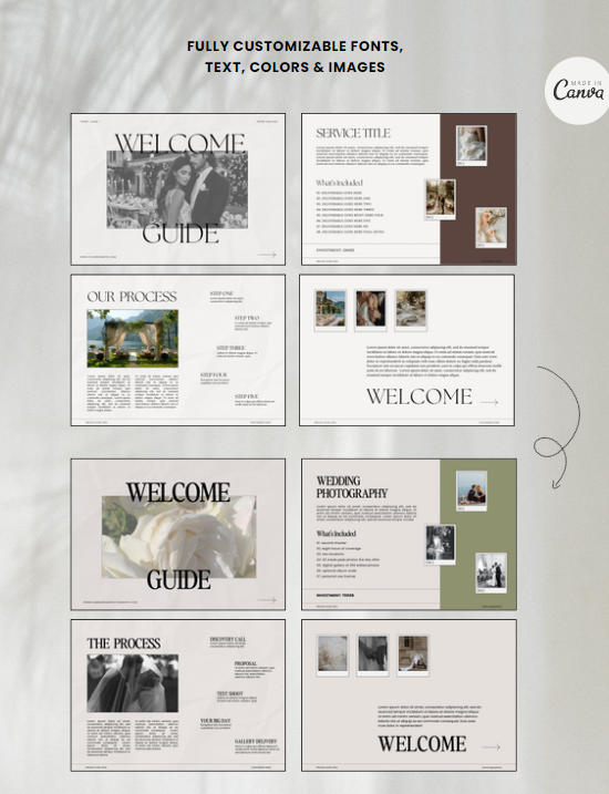 Services / Pricing Guide Template for Wedding Photographers