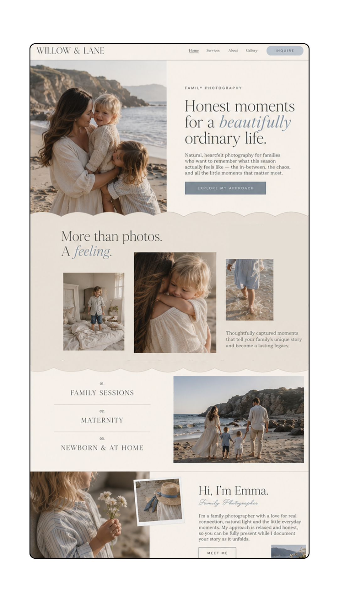 squarespace website template for family photographer