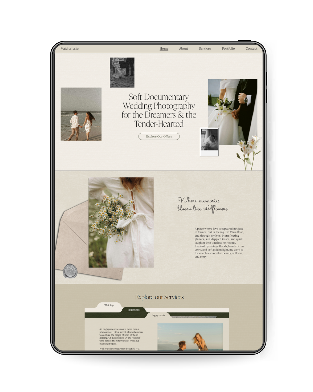 Matcha Latte | Cozy Photographer Squarespace Website Template