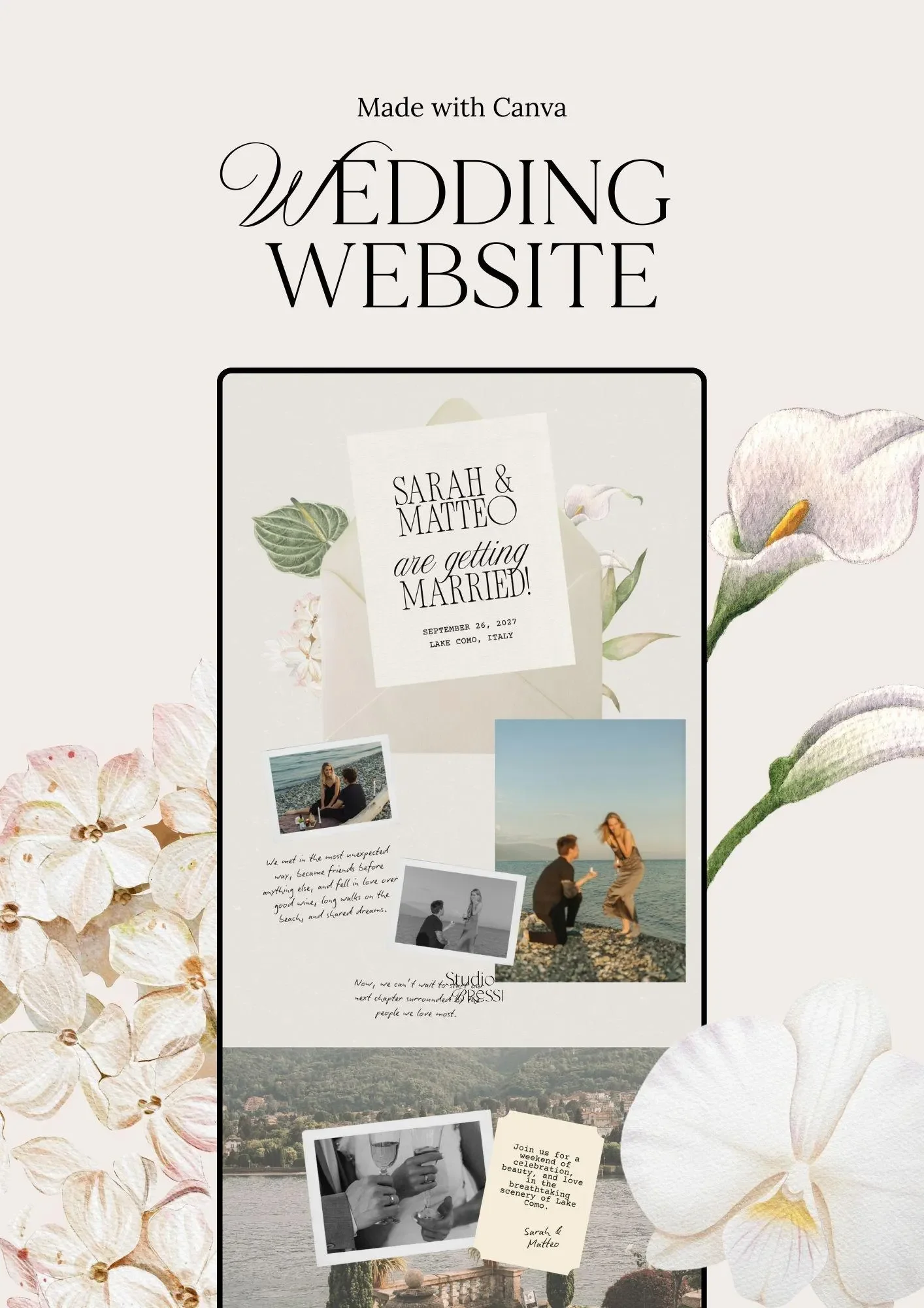Romantic Wedding Website Canva Template