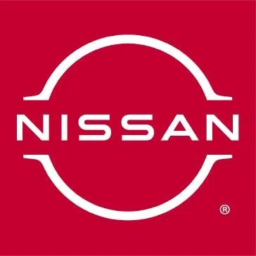 Nissan logo on a red background.