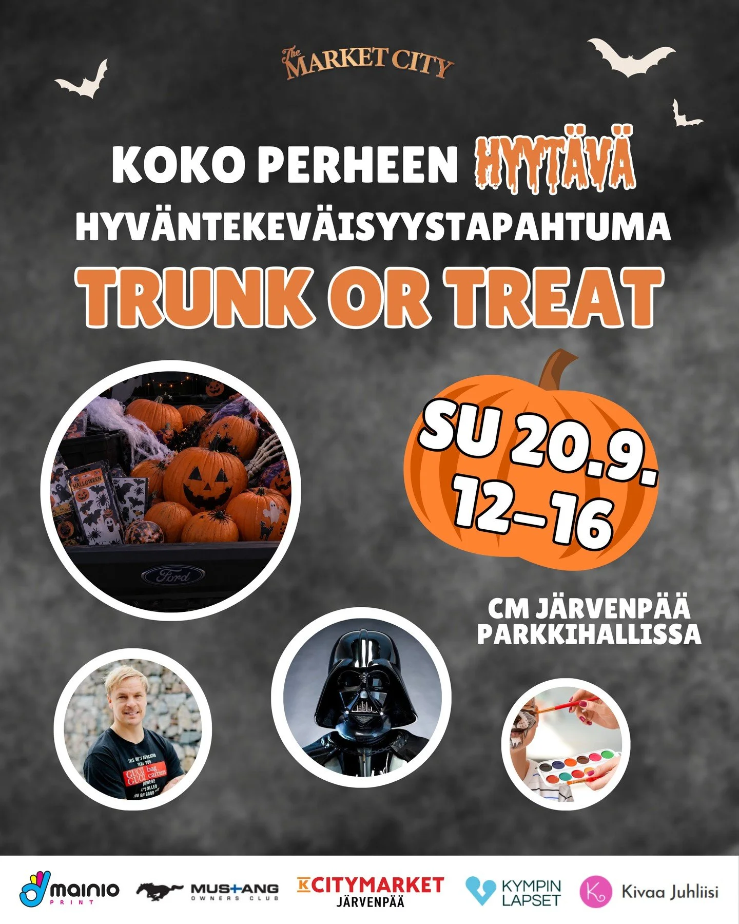 Koko perheen Halloween-tapahtuma Trunk or Treat tulee j&auml;lleen!👻😍⁠
⁠
Viime vuonna ensimm&auml;ist&auml; kertaa j&auml;rjestetty Trunk or Treat-tapahtuma ker&auml;si paljon kiitosta ja oli suosittu koko perheen tapahtuma. T&auml;n&auml; vuonna t