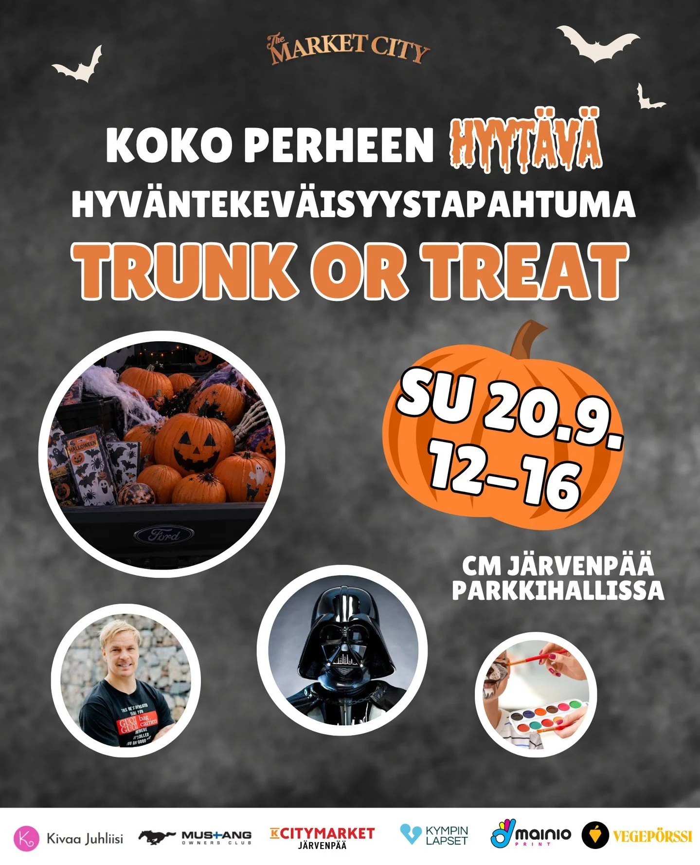 Viikon p&auml;&auml;st&auml; parkkihallissamme vietet&auml;&auml;n Trunk or Treat-tapahtumaa!👻⁠
⁠
⁠T&auml;st&auml; p&auml;&auml;set tutustumaan ohjelmaan:⁠
🛻@fmocfin Halloween-teemainen auton&auml;yttely 12-16⁠
🍬Trunk or Treat herkkukierros 12-16⁠