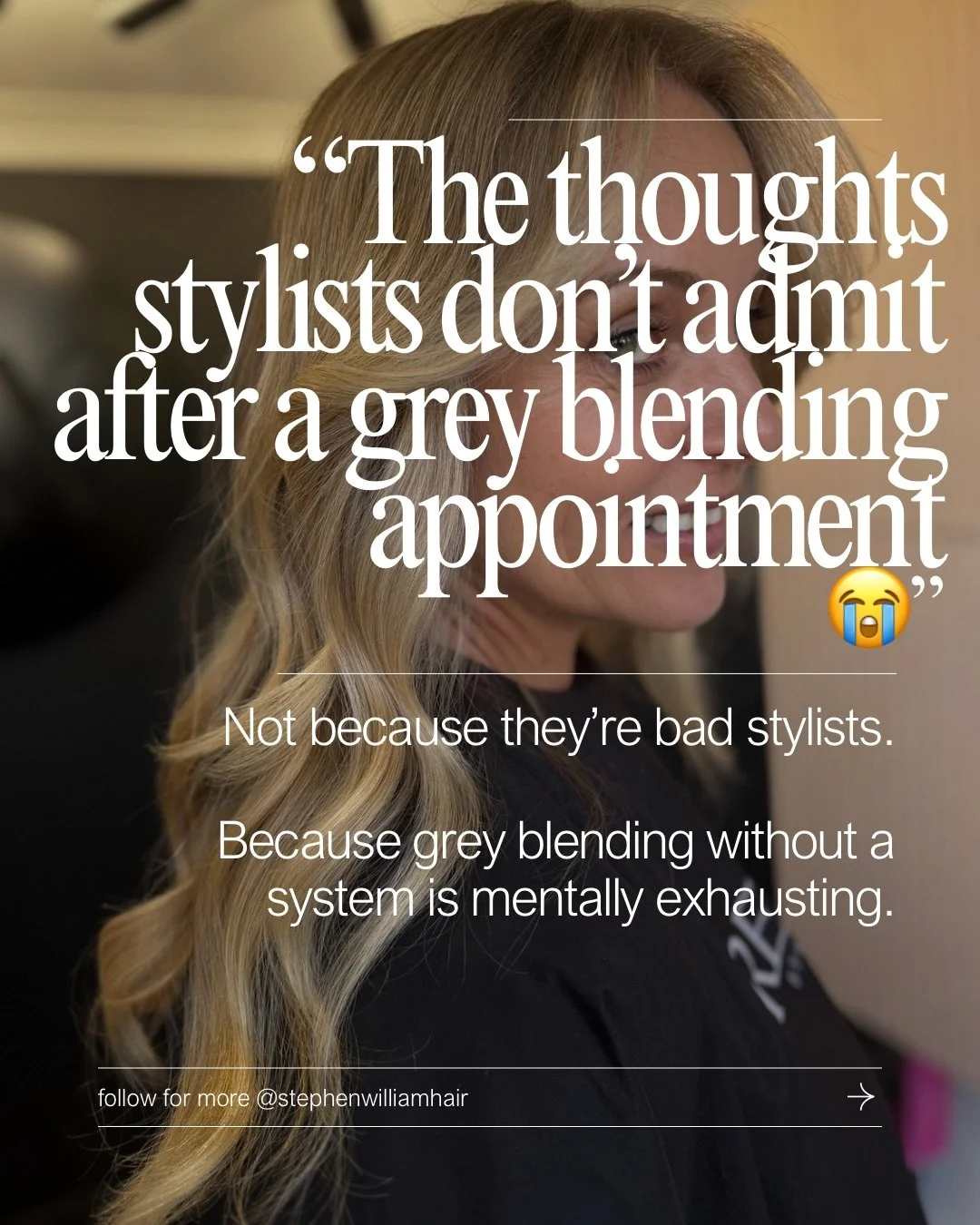 The thoughts stylists don&rsquo;t admit after a grey blending appointment&hellip;

Which one hit a little too close to home? 👀

1️⃣ &ldquo;I hope she still likes it when she washes it herself.&rdquo;

2️⃣ &ldquo;Why did that take me so long?&rdquo;
