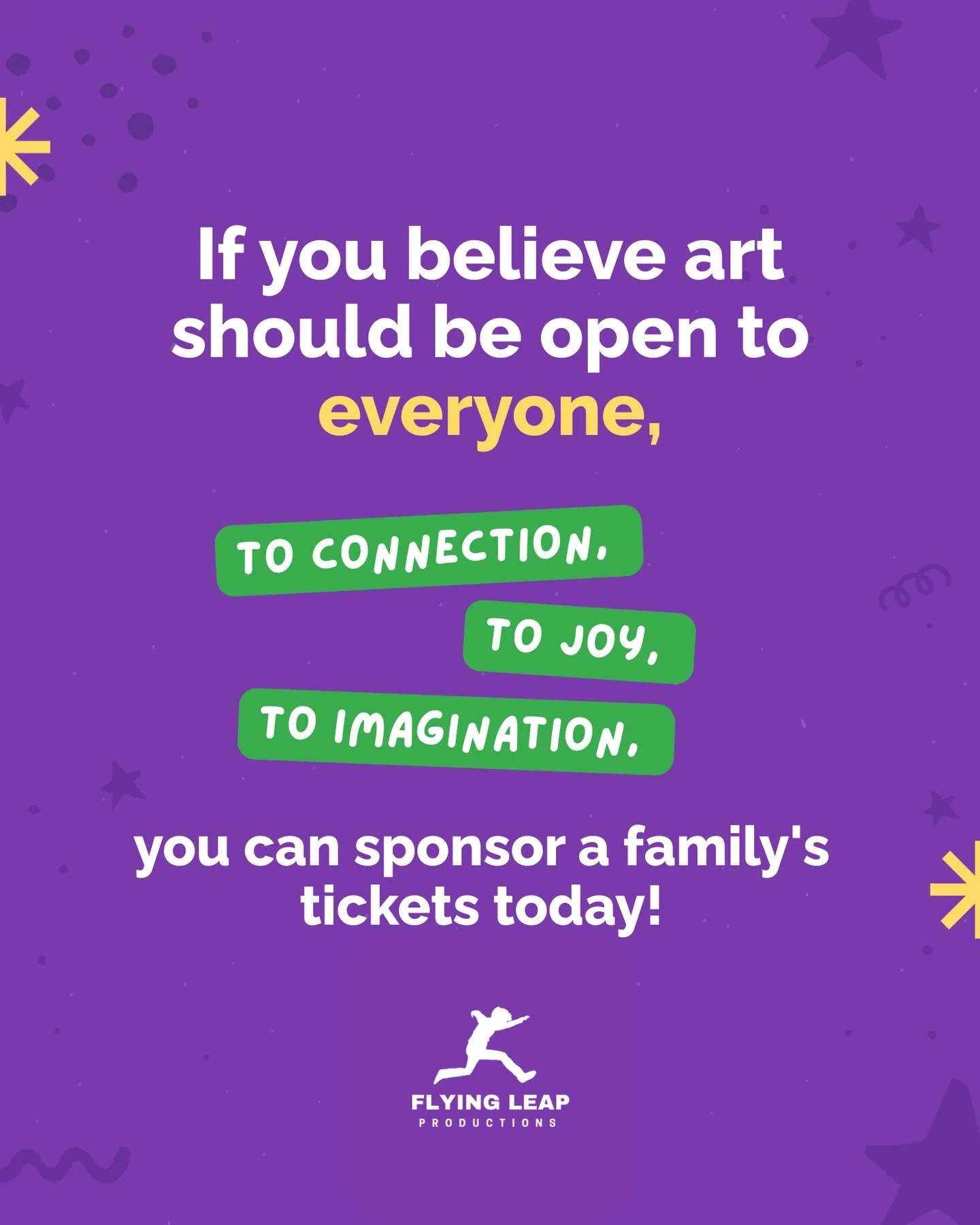 If you feel called to support our work, you can make a tax-deductible donation at
www.flying-leap.com/support or through the link in our bio.

Your care helps our work grow and supports the inclusive, imaginative experiences we create for audiences a