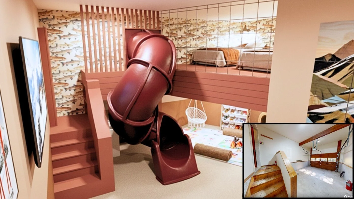 We cannot wait to see this garage conversion come to life! Here are just a few of our design boards for a recent Poconos home.

If you want your STR to compete at the top of the market, you need to start with a design package that matches that ambiti