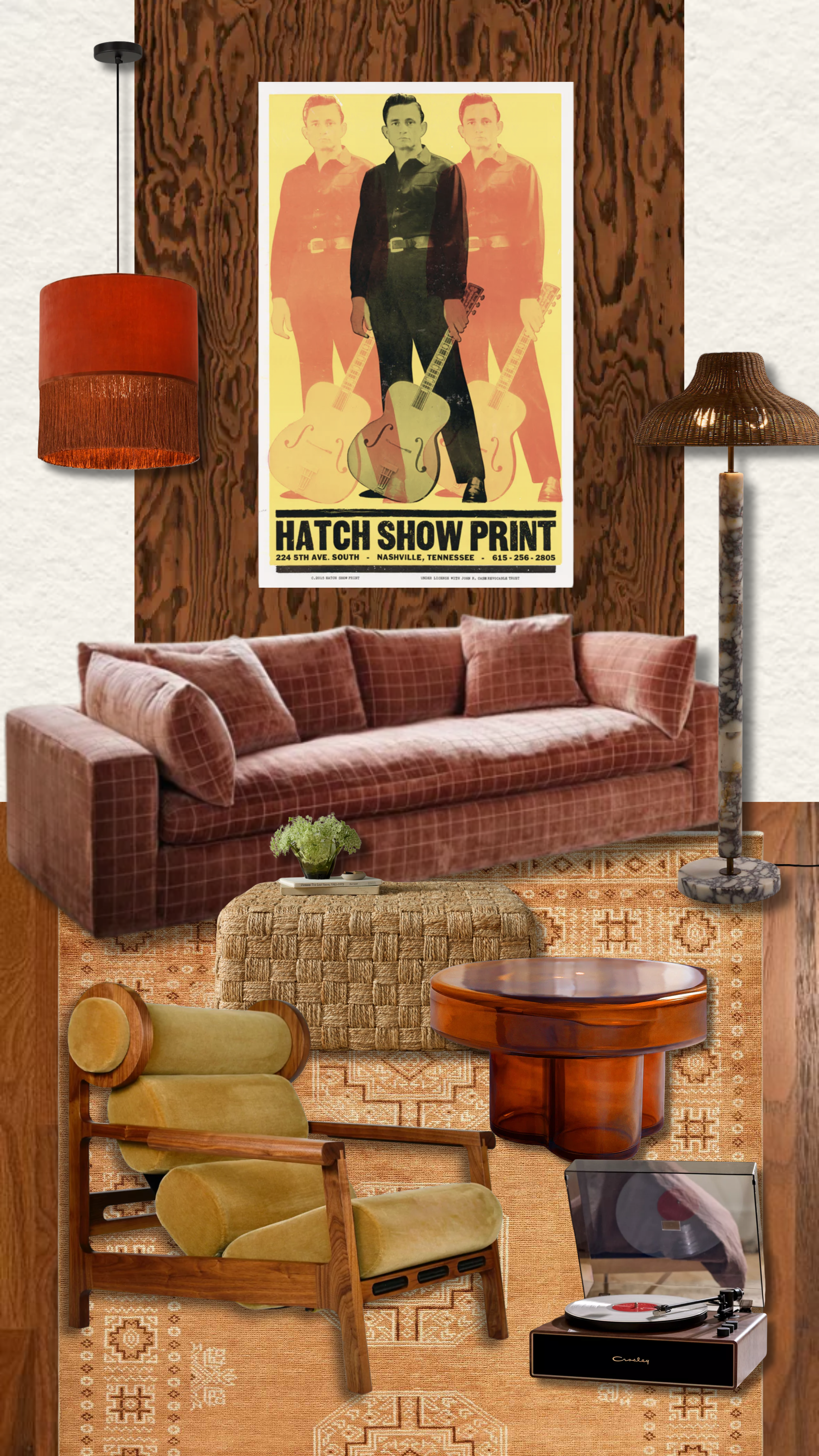 70s retro throw back interior design for Nashville Airbnb