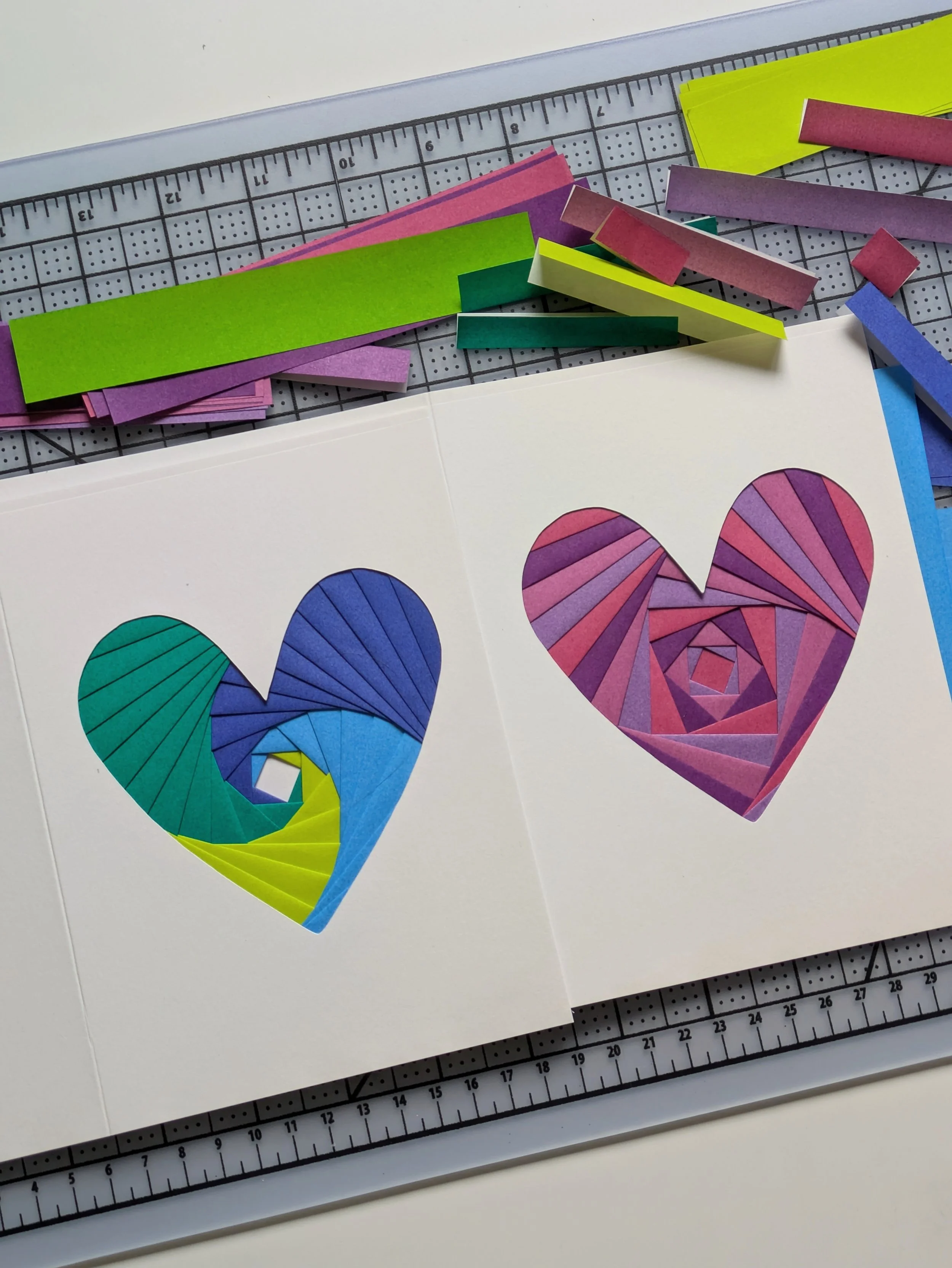 Iris Folding: heart cards