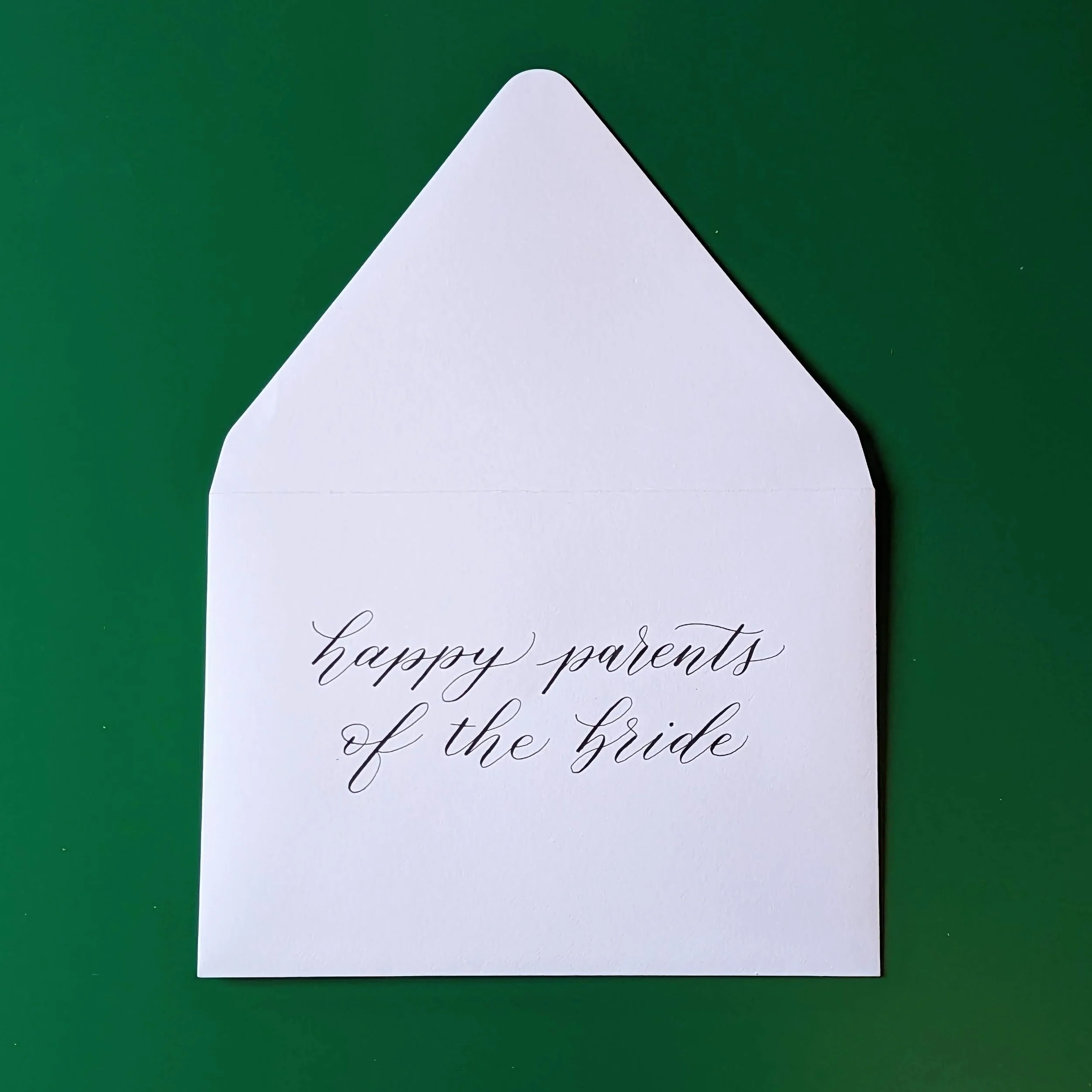 modern pointed pen addressed inner envelope for wedding