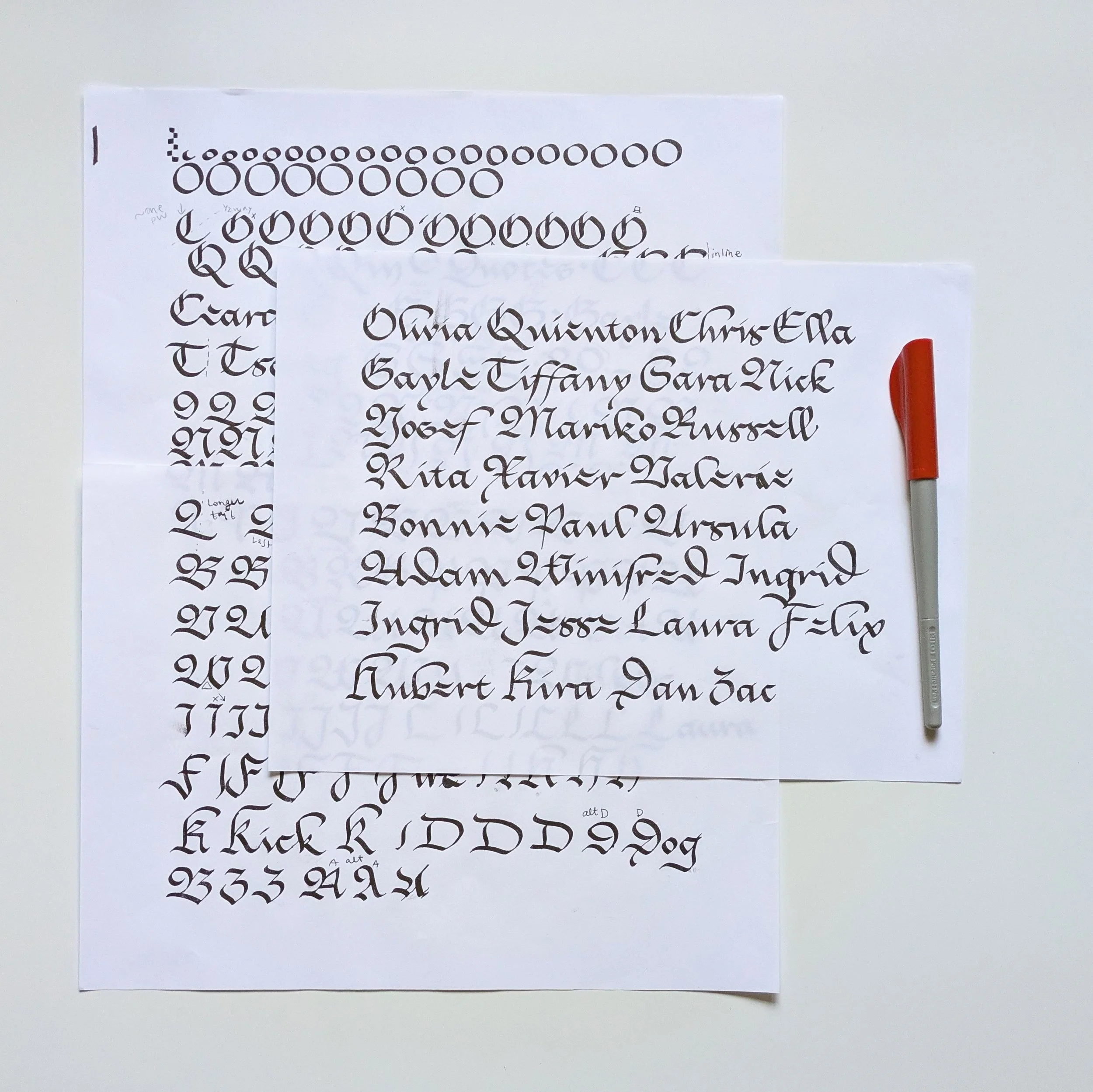 calligraphy practice sheets in gothic cursive