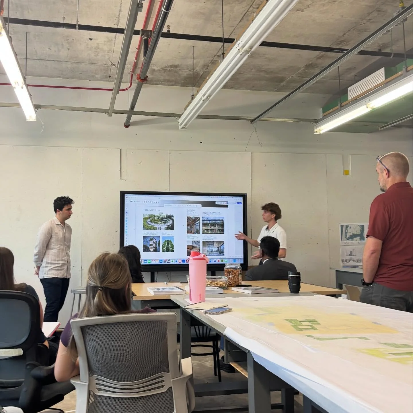 Midterm reviews! After weeks of culminating drawings, diagrams, and concepts, each team presented a collection of innovative design ideas for their NY project. Congrats to everyone for the effort that went into getting everything ready!
A big thank y