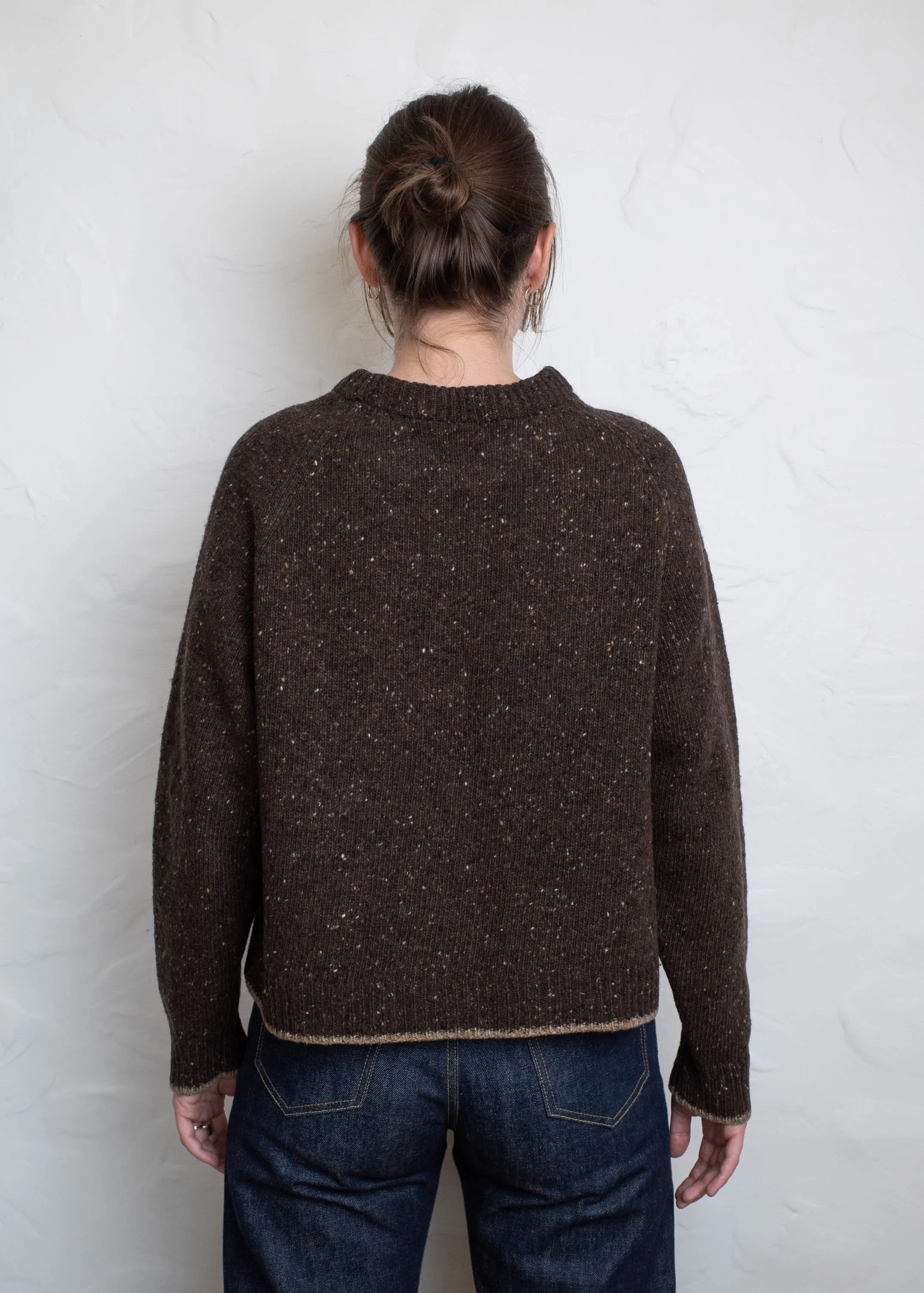 Everyday Raglan sweater in Chocolate, back view