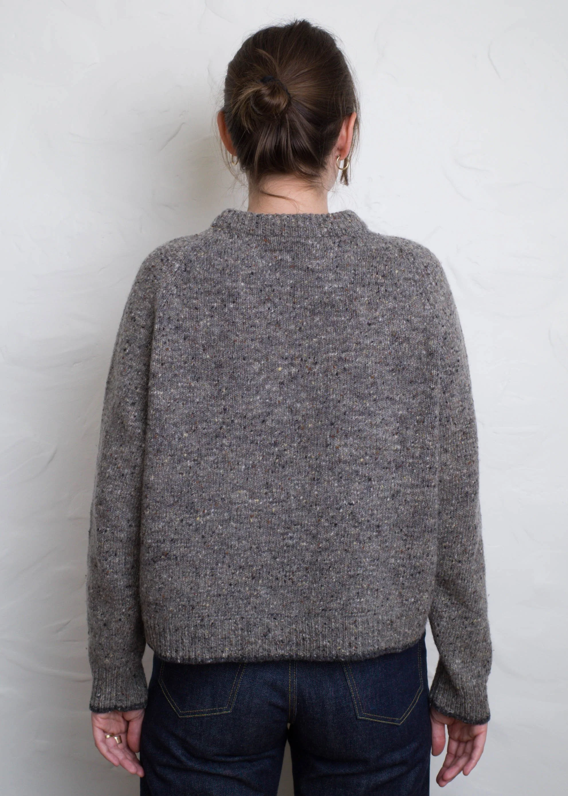 Everyday Raglan sweater in Stone, back view