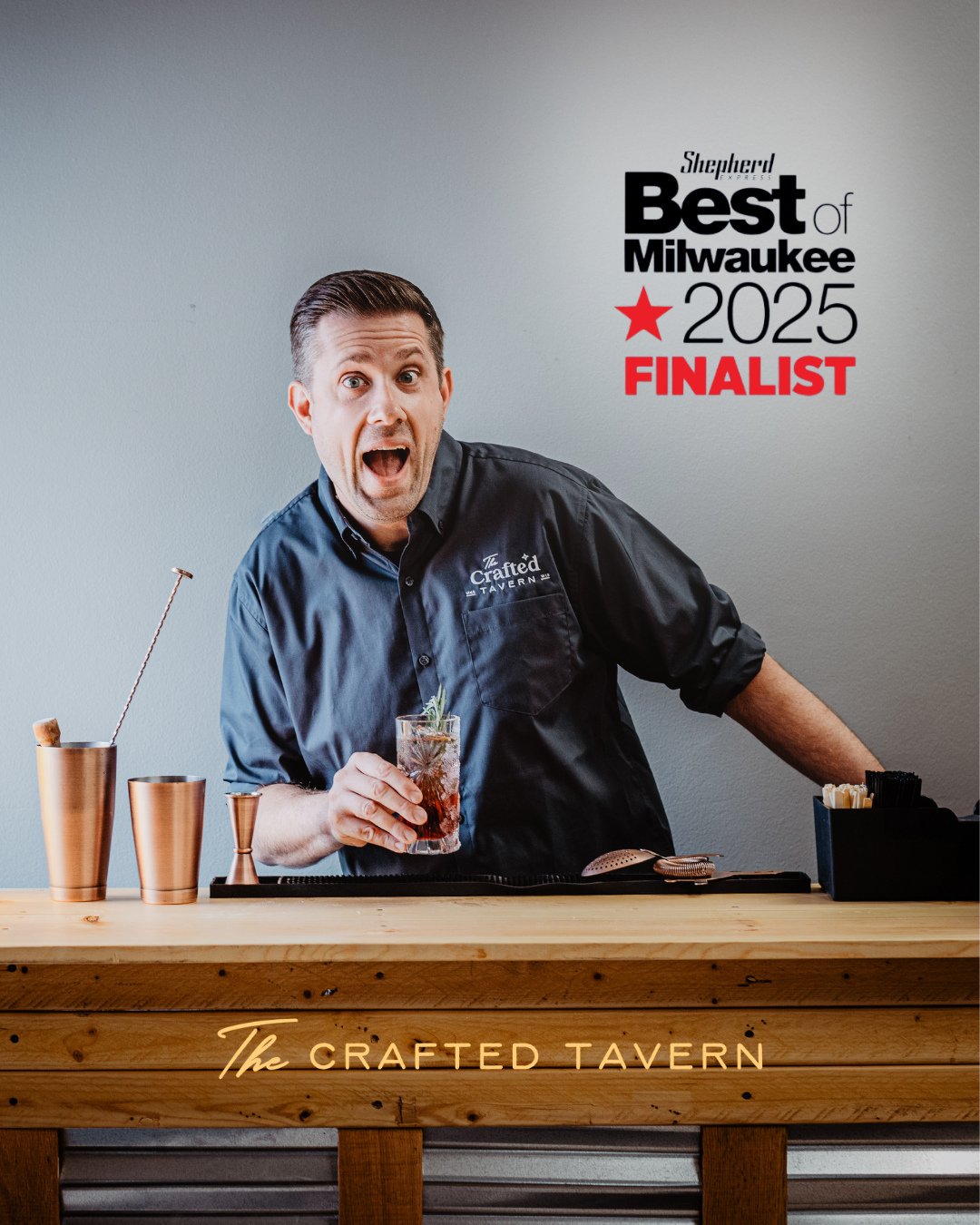 We&rsquo;ll drink to this one 🍸⁠
⁠
@thecraftedtavern, our traveling bar service, is a finalist for Best Bartending Services in this year&rsquo;s @shepherdexpress Best of Milwaukee Awards!⁠
⁠
If you&rsquo;ve ever sipped one of their signature cocktai