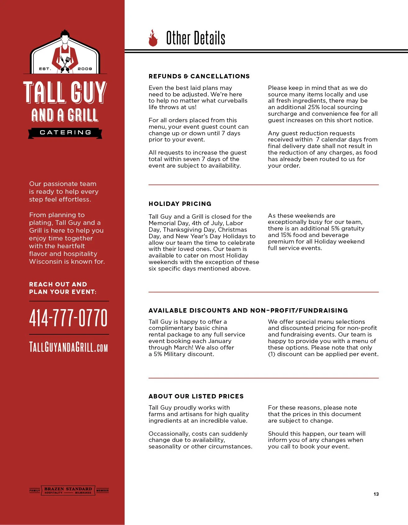 Pick up + Delivery | Tall Guy and a Grill | Milwaukee, Wisconsin