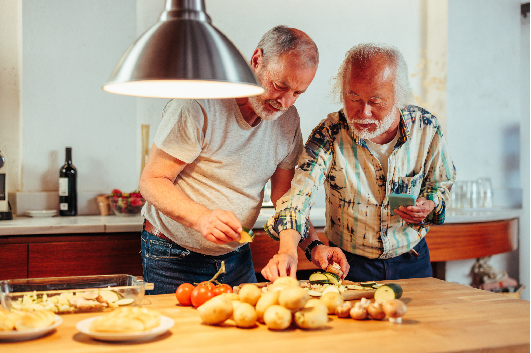 wo older men cook together in a warm kitchen, a testament to the shared connection。 We provide support for anxiety in relationships to help you build secure bonds. Serving clients in Washington, including zip codes 98040 and 98039.