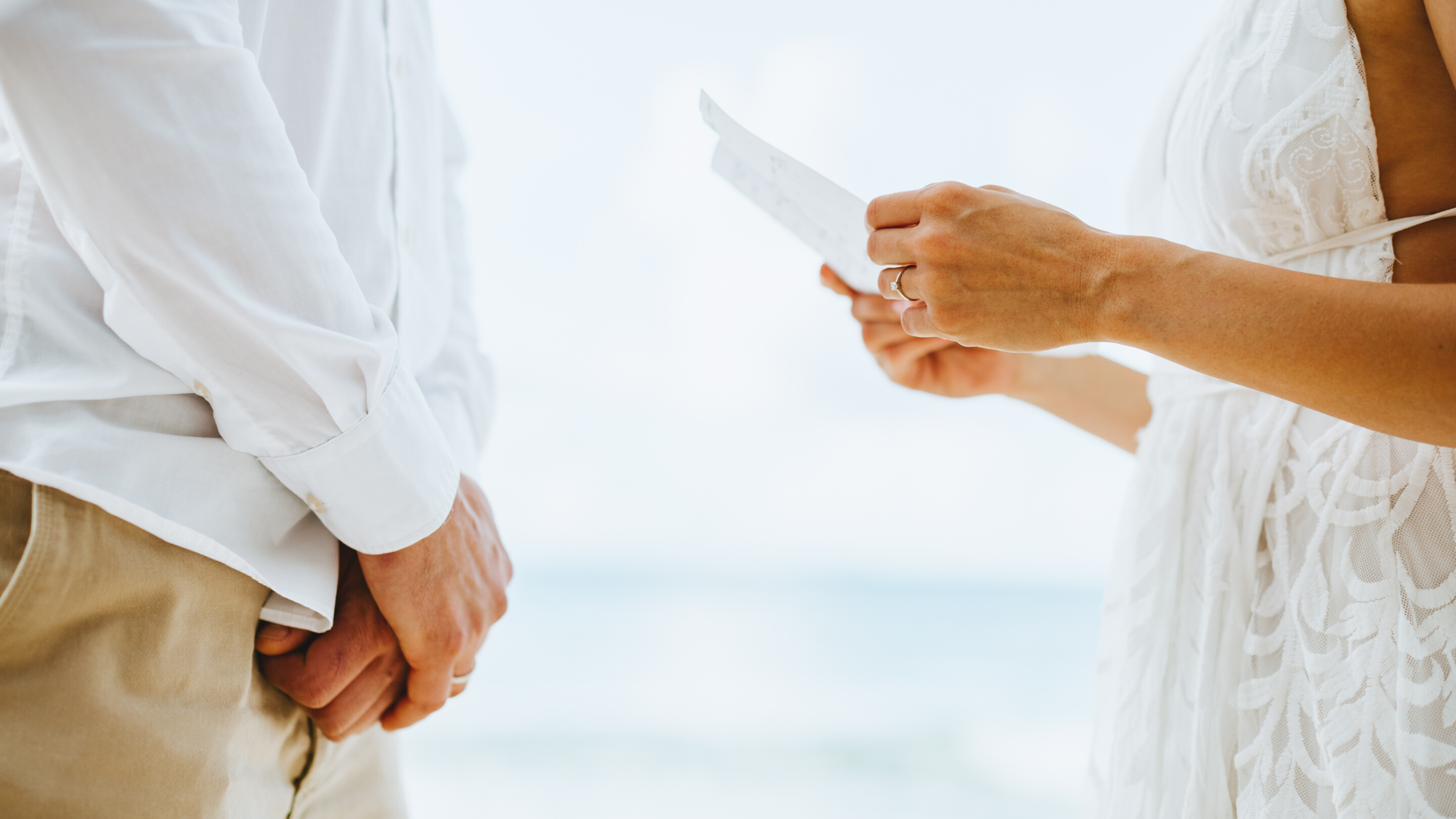 A closeup of a heterosexual wedding oath in a serene white background- high achievers in relationships and why they struggle.