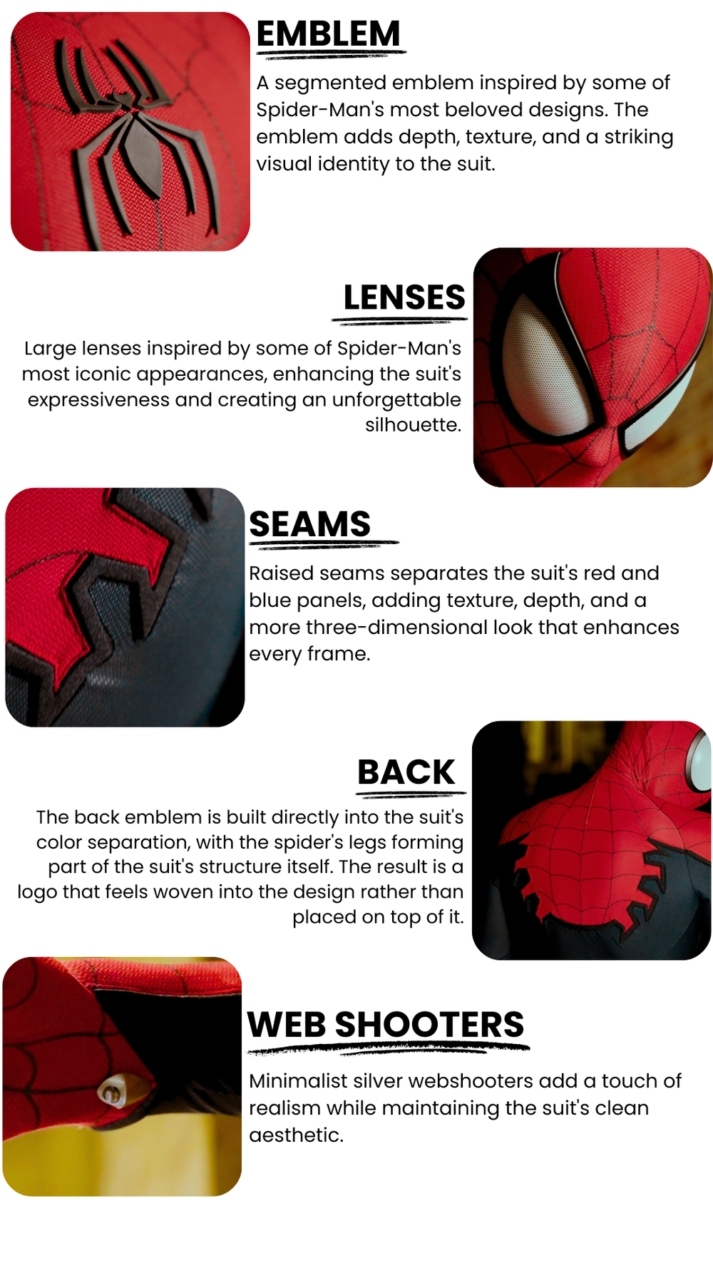 Spider-Man suit design details
