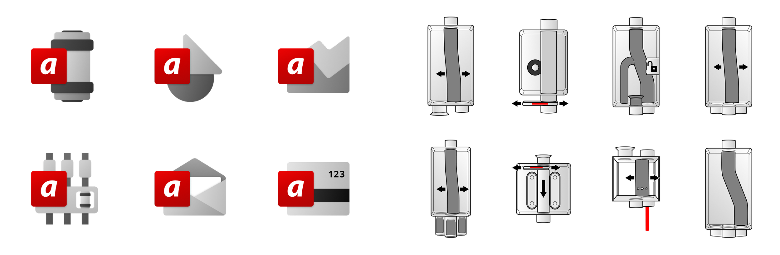 Visual Design der Rohrpoststeuerungssoftware mit neuen Illustrationen der Anlagenkomponenten und modernen Desktop-Icons nach Fluent UI für intuitivere Bedienung und klare Informationsdarstellung