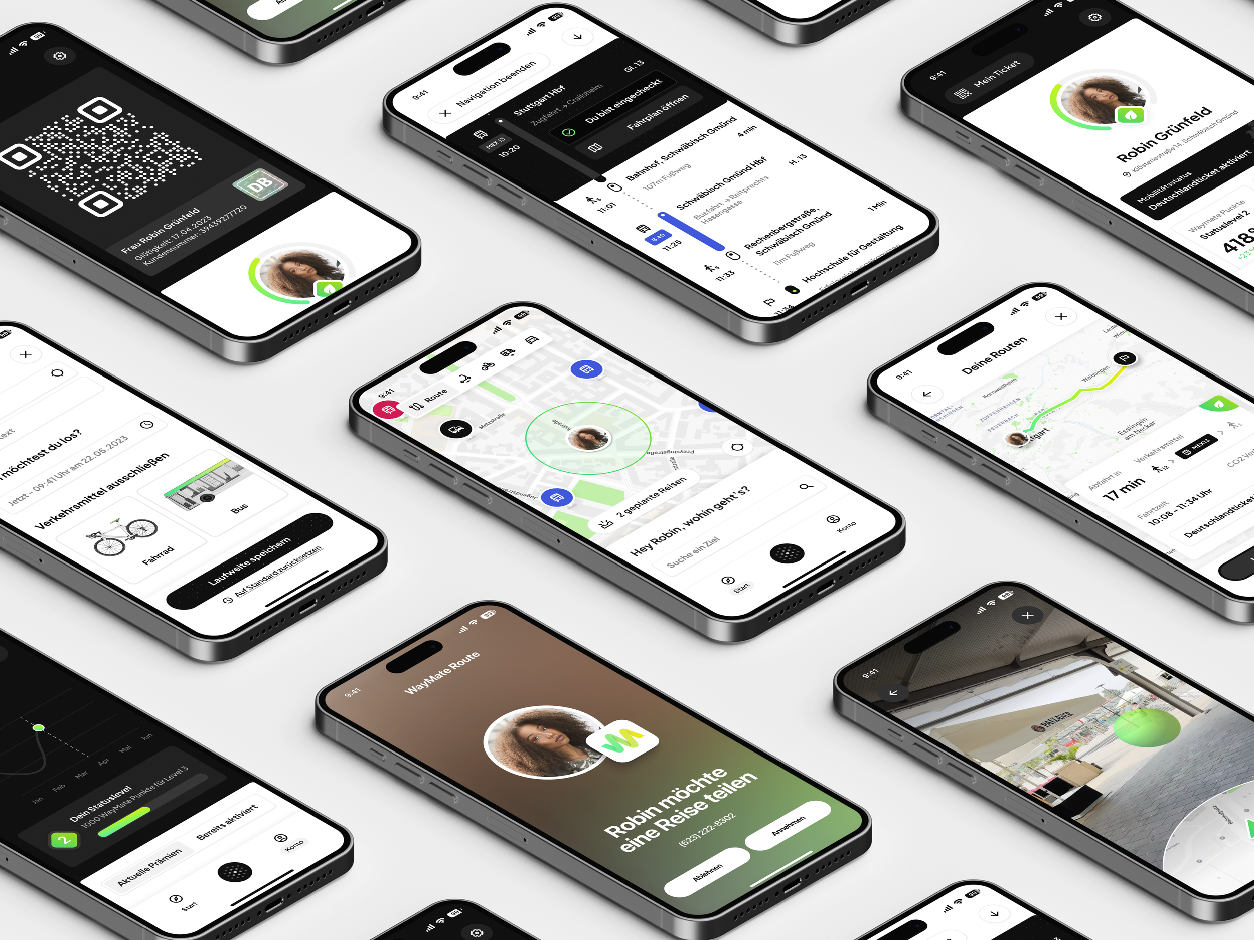 WayMate Bachelor UX/UI Projekt Mockups – digitale App zur Unterstützung von Mobilität und Nutzerfreundlichkeit im Alltag mit innovativen nutzerzentrierten Features