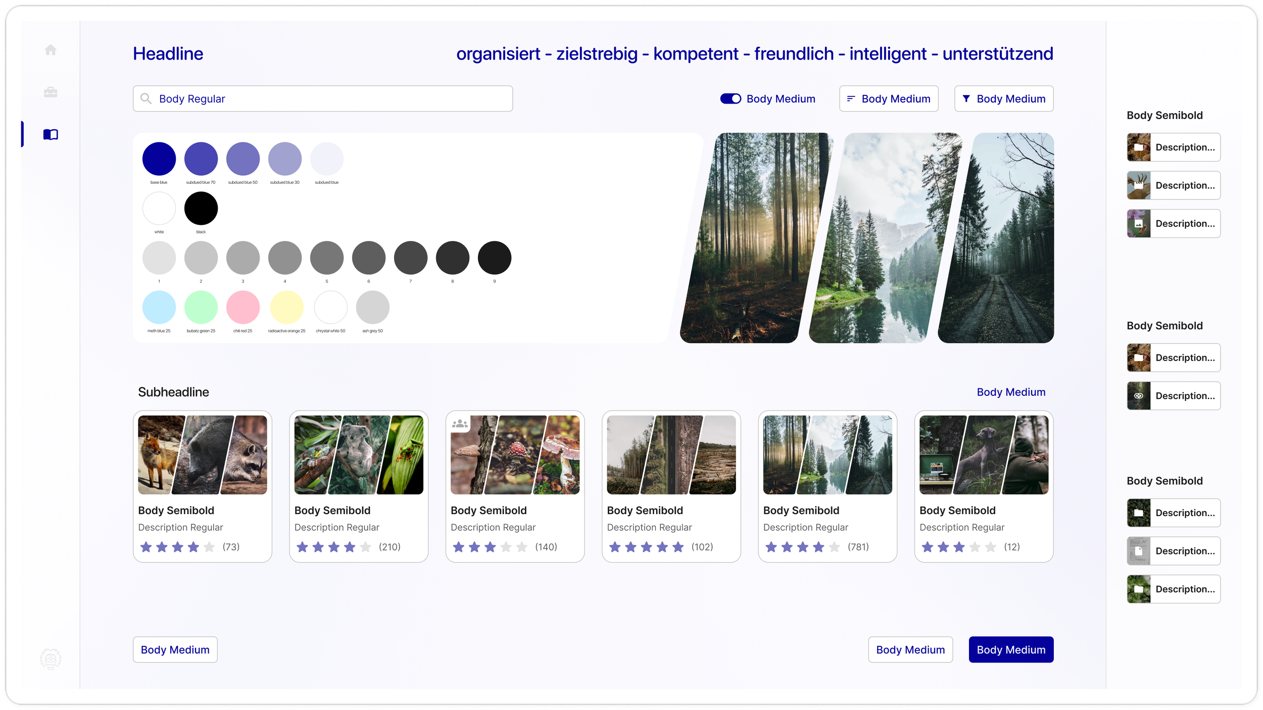 Das Visual Design soll ein klares, freundliches und unterstützendes UI schaffen, das den Unterrichtsvorbereitungsprozess strukturiert führt und durch ein card-basiertes Designsystem wichtige Informationen übersichtlich und effizient darstellt.