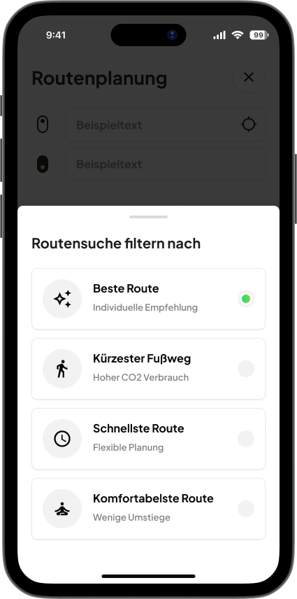 Die individuelle Routenfindung berücksichtigt das Mobilitätsverhalten und erhöht die Effizienz durch passende Alternativrouten.