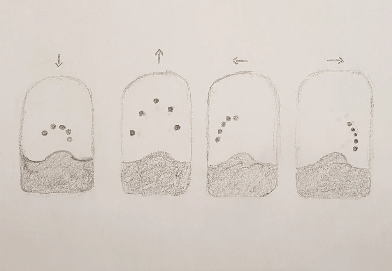 Aus der Crazy-Eight-Methode entstehen verschiedene Konzeptideen für eine innovative Fahrzeugsteuerung eines Videospiels. Gas, Bremse und Lenkung werden in einer einzigen kombiniert.