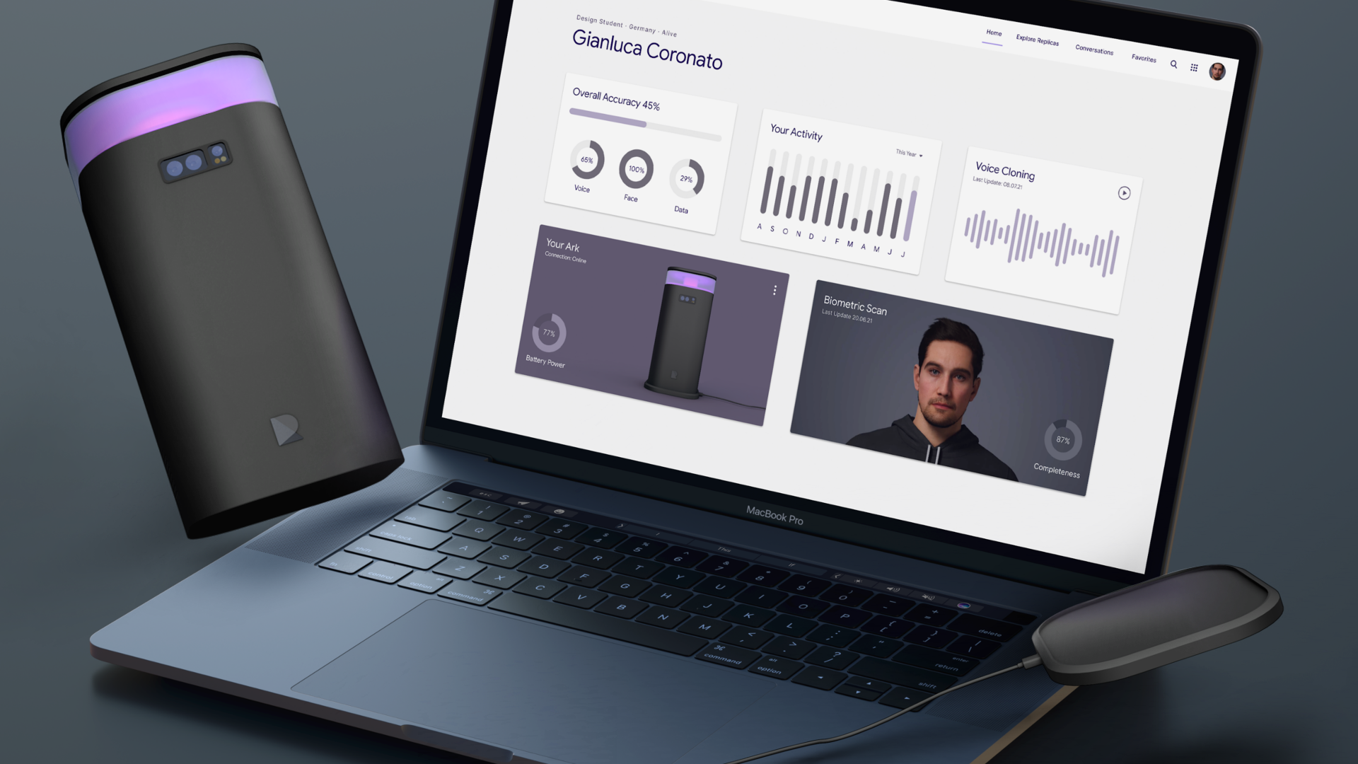 Google Replica kombiniert die Google Ark zur mobilen Datenerfassung mit einer Webplattform zur Verwaltung und Interaktion digitaler Repliken und schafft so eine strukturierte, zugängliche Repräsentation persönlicher Daten.