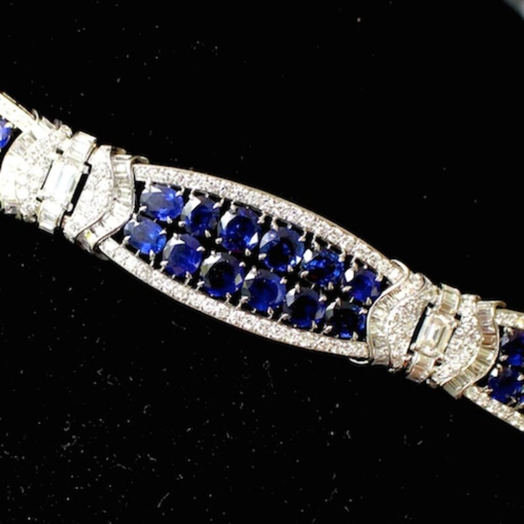 18k White Gold, Diamond, Sapphire Bracelet: $38,000