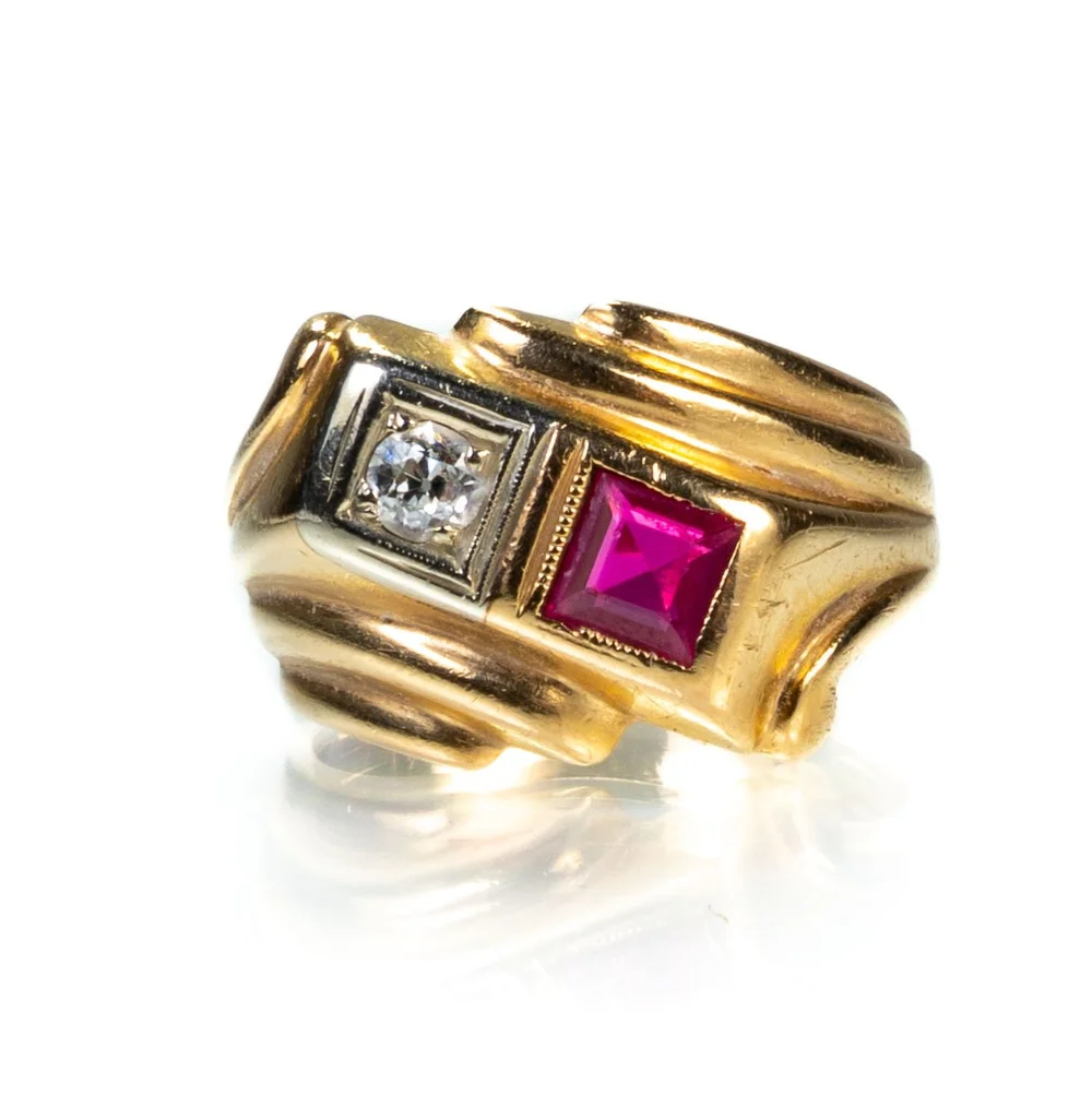 Lot 94: 14k Ruby and Diamond Ring