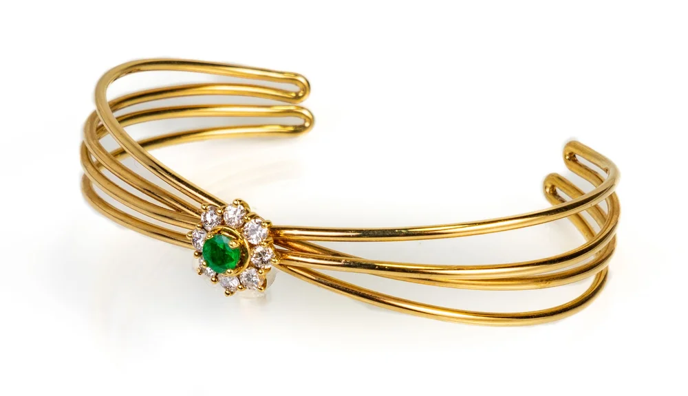 Lot 3: 18k Emerald and Diamond Cuff Bracelet
