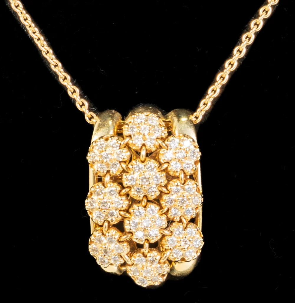Lot 120: Sonia B 14k Diamond Trembler Necklace Pendant
