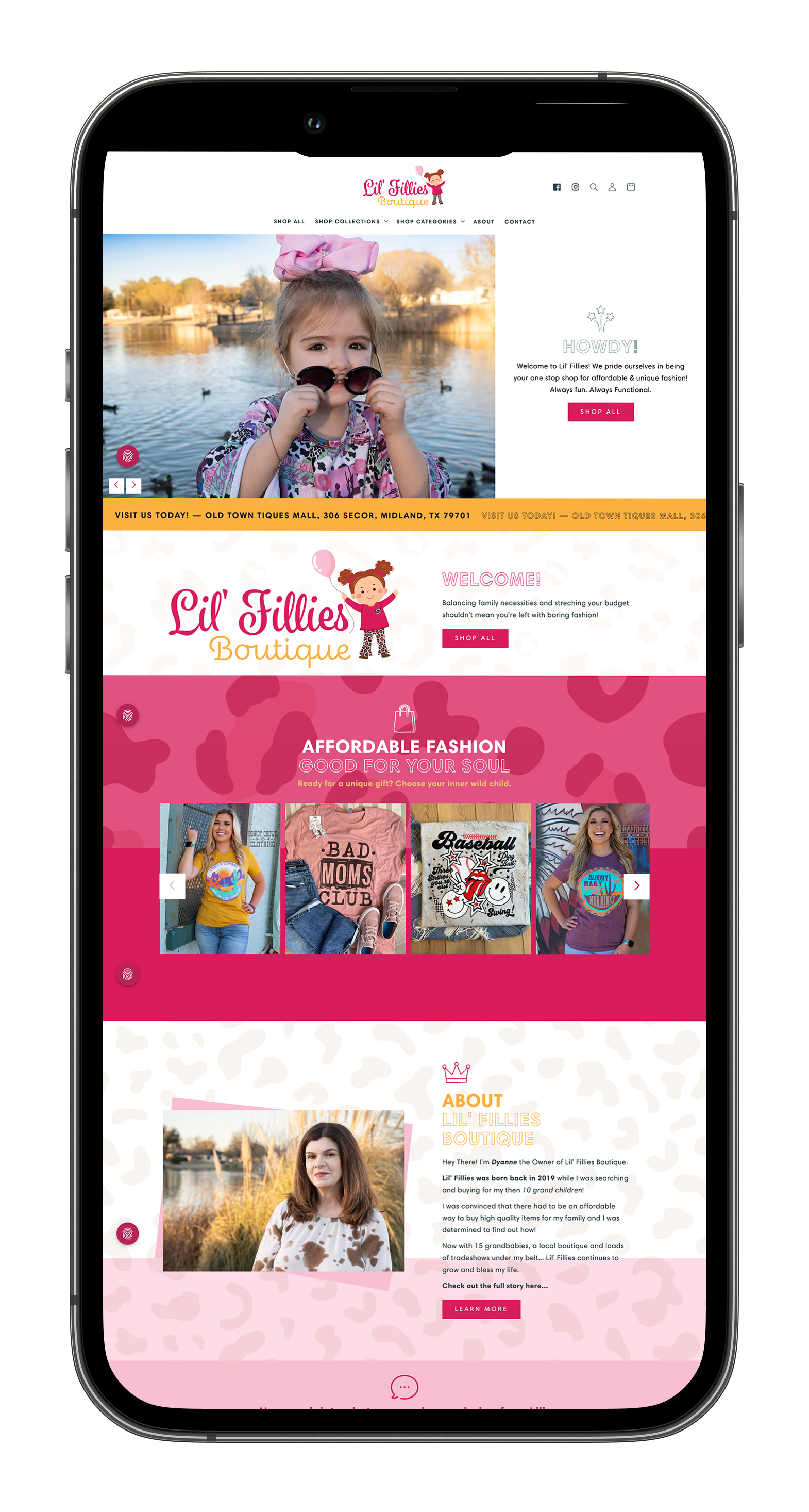 Web Designer Example of Shopify Boutique Drop Shipping Website