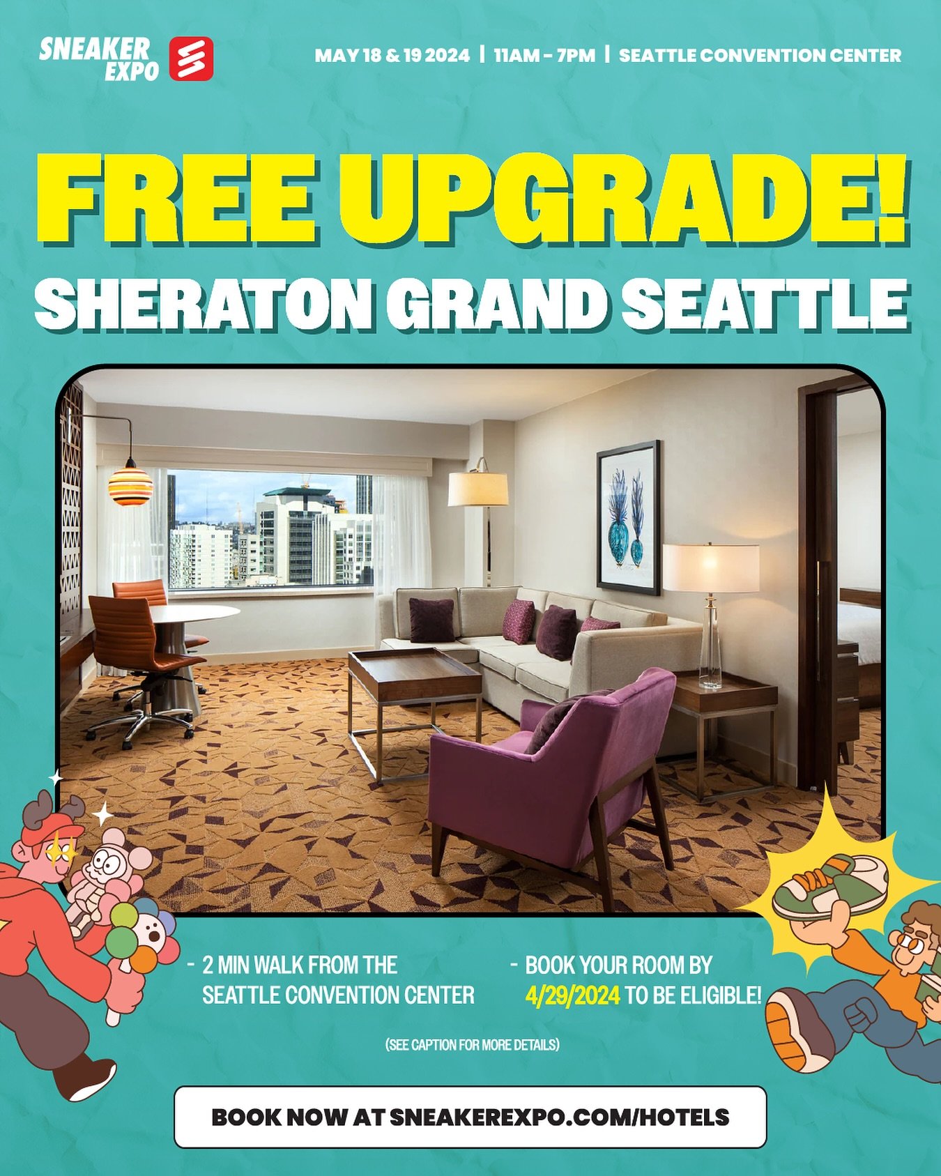 ❗FREE GIVEAWAY❗
Book your room with us now for a chance to win a FREE SUITE UPGRADE! 👀🔥

To enter the giveaway simply book your spot within our Hotel Room Block by April 29th! 
Winner will emailed by Sneaker Expo staff directly!

Rooms are filling 