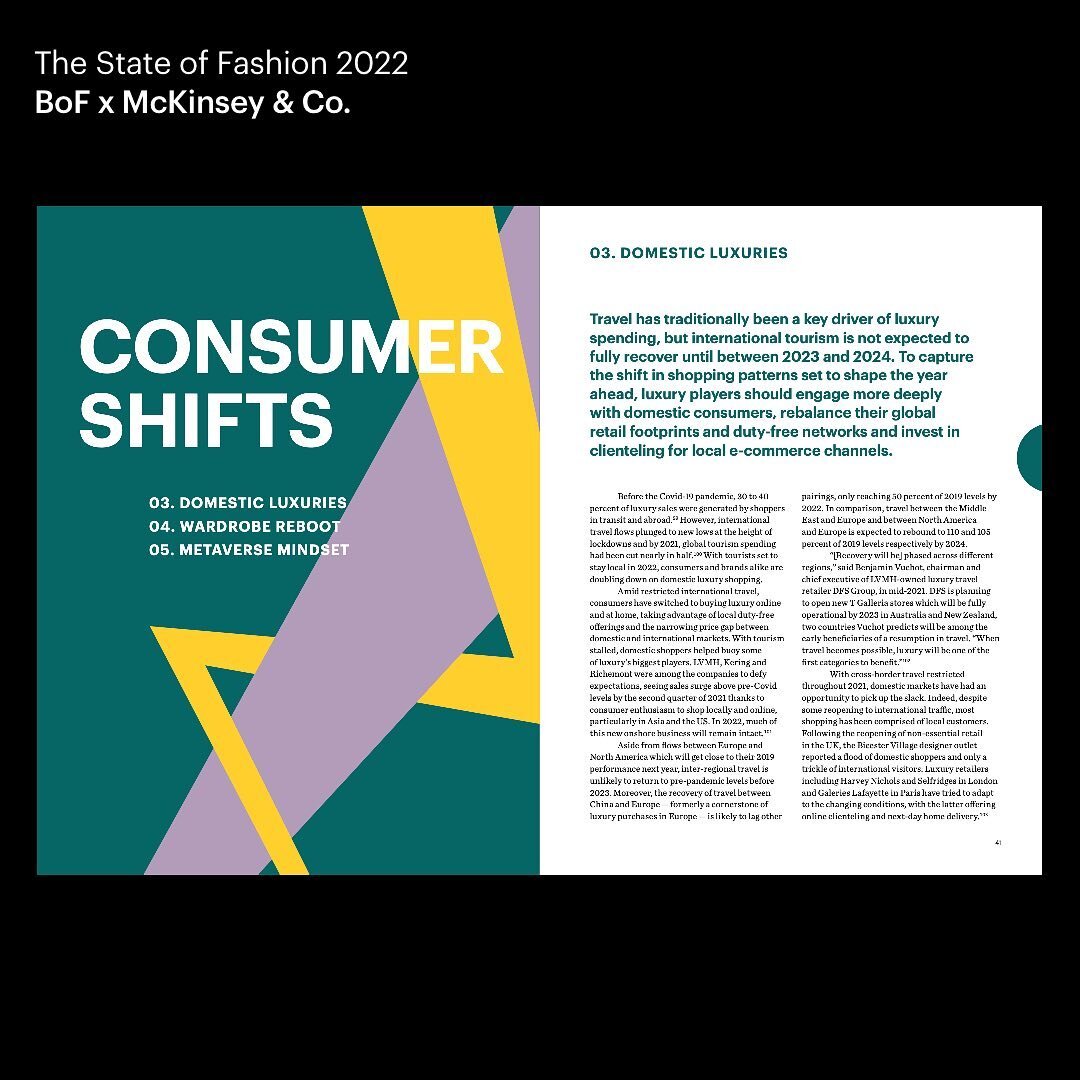 Snippets from the sixth edition of the annual @bof x @mckinseyco State of Fashion 2022 report ⚡️💚💜
 
 
 
 

#sustainablefashion #graphicdesign #identity #brandidentity #design #designer #designinspiration #editorialdesign #adobe #branddesign #logo 